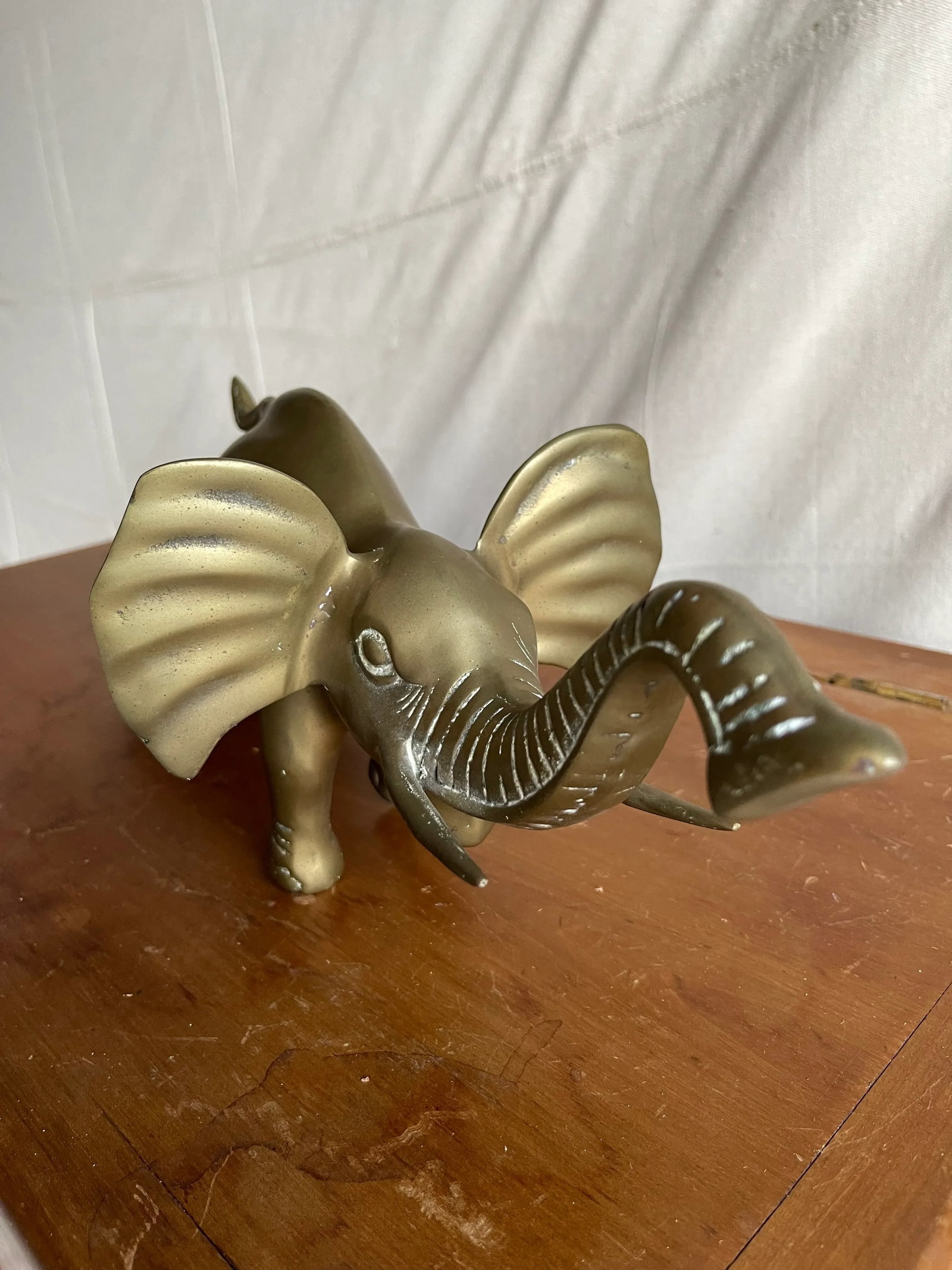 Vintage Mid 20th Century Standing Brass Elephant Figurine or Sculpture - 9