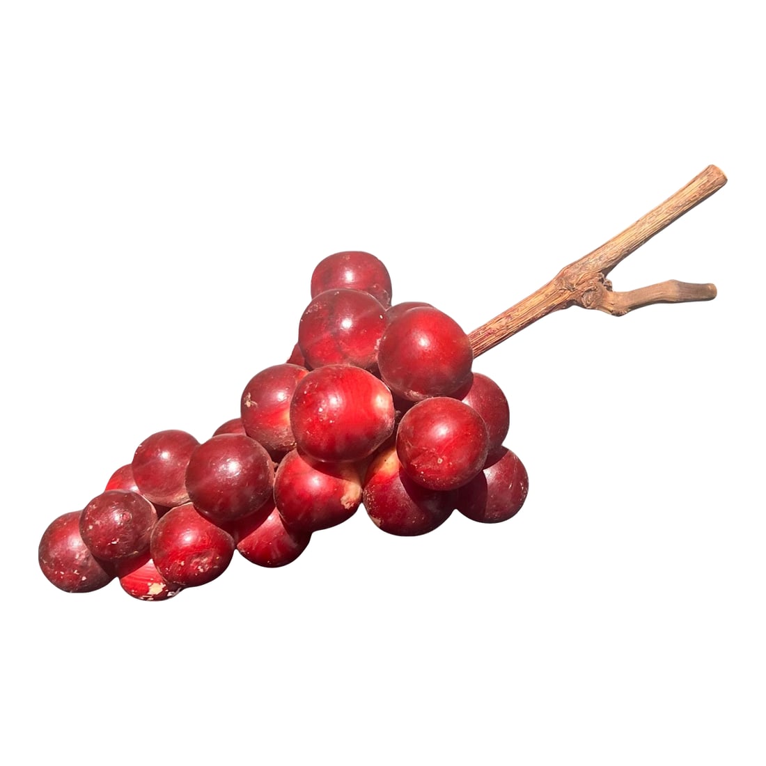 Italian Alabaster Grape Sculpture, 1940s: From my personal collection of over 100 alabaster grapes from Italy is this rare burgundy specimen. Popularly brought back to the USA from trips abroad as souvenirs, I've acquired them at Roundtop,