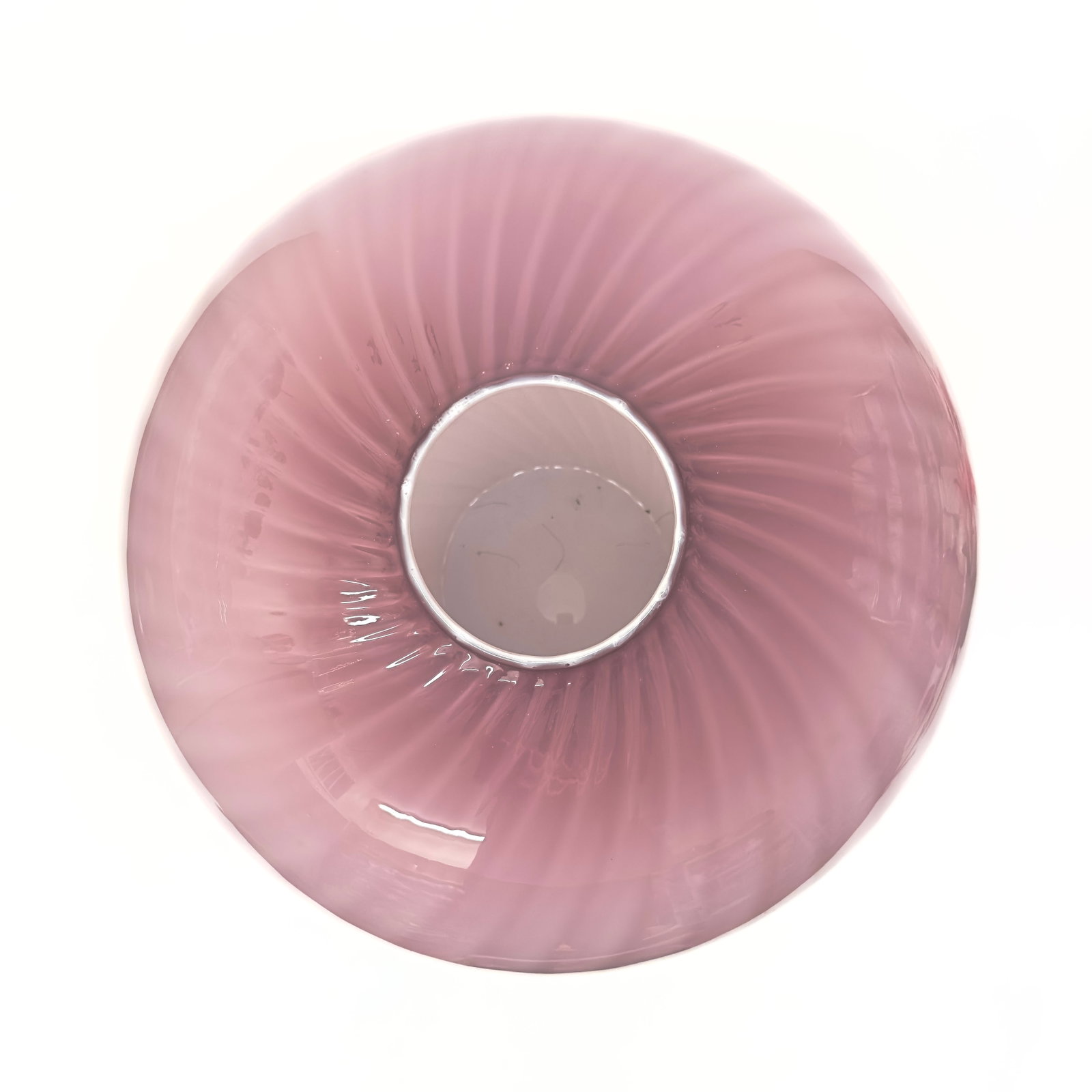 Oversized Striped Swirl Mauve-on-Mauve Glass Vase - 5