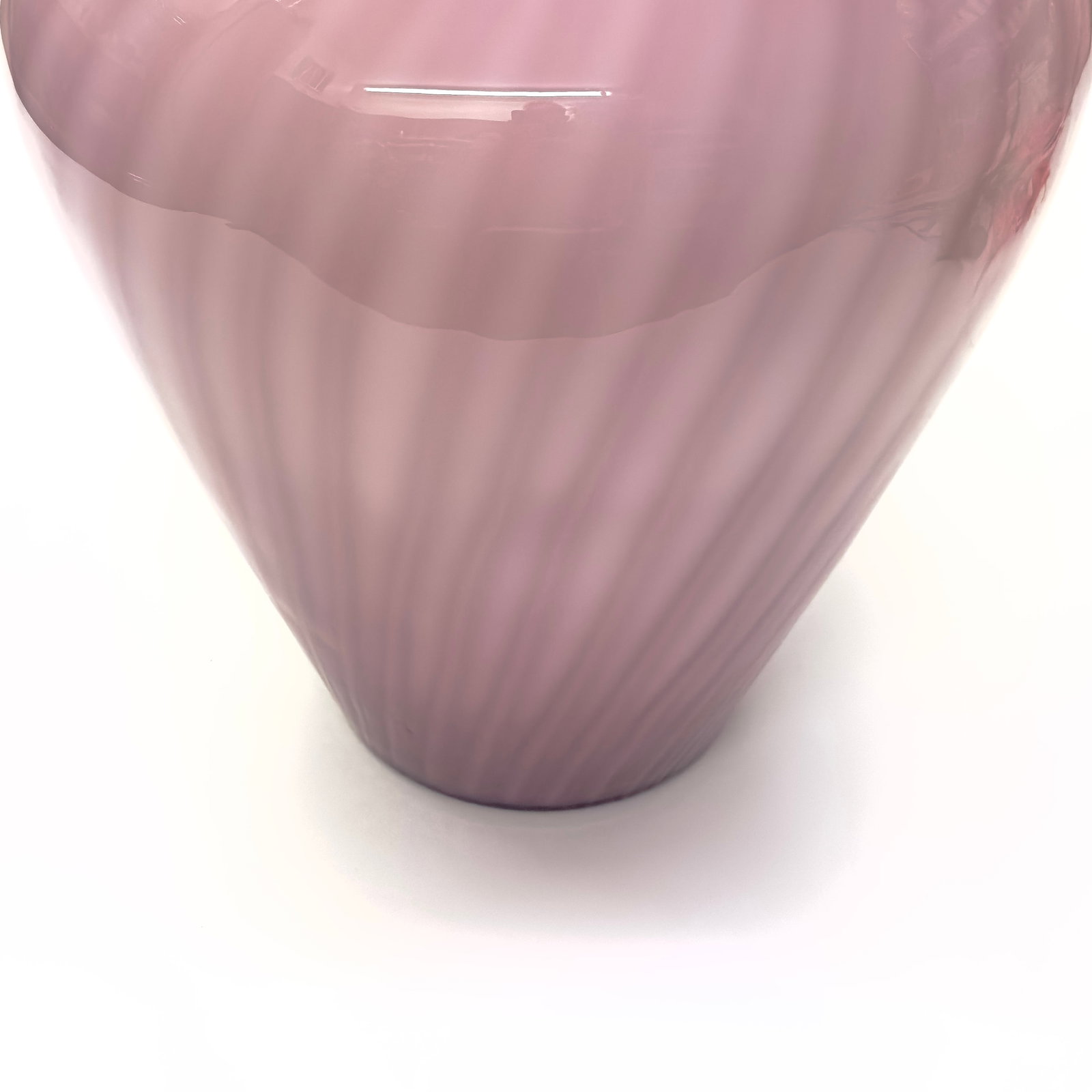 Oversized Striped Swirl Mauve-on-Mauve Glass Vase - 7