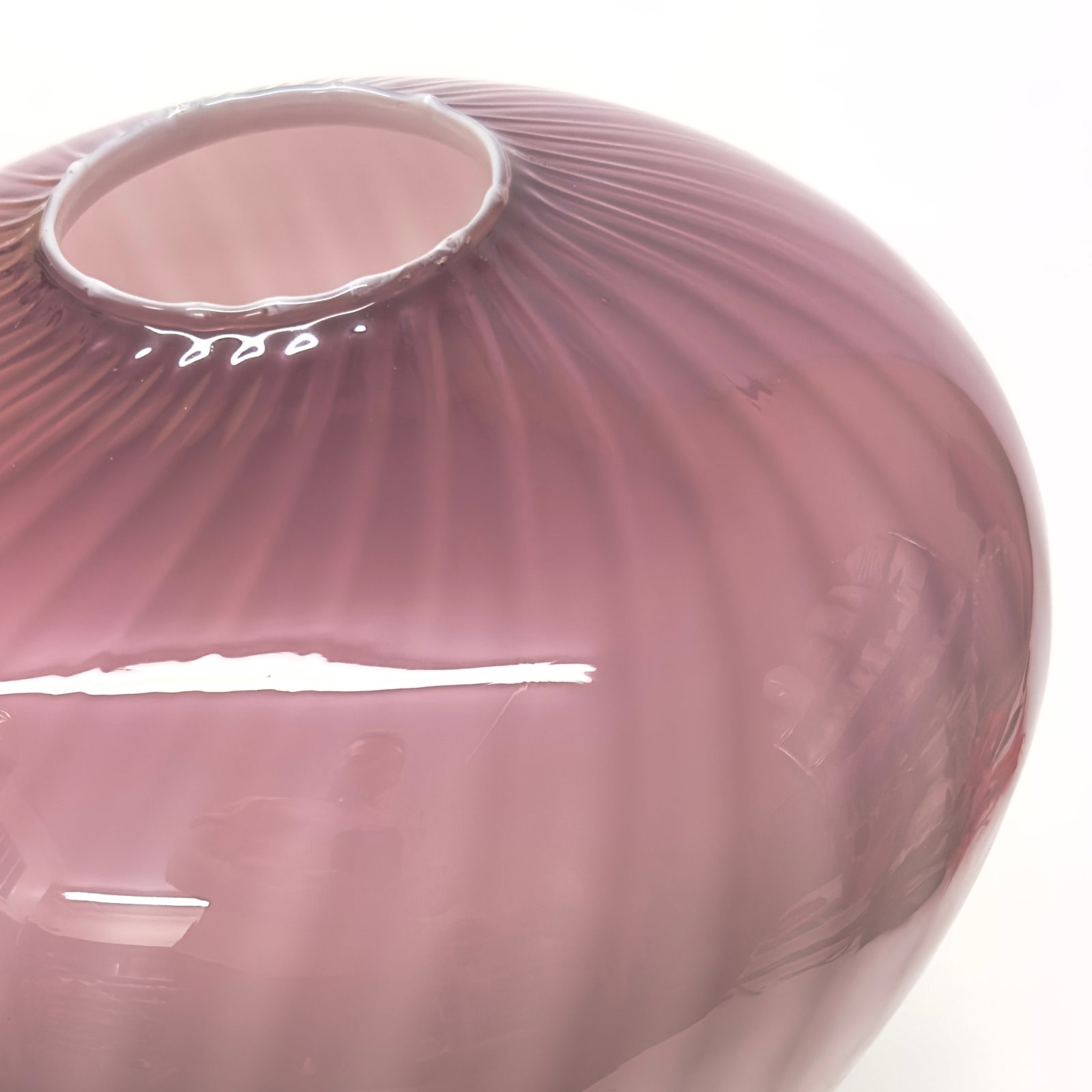 Oversized Striped Swirl Mauve-on-Mauve Glass Vase - 8