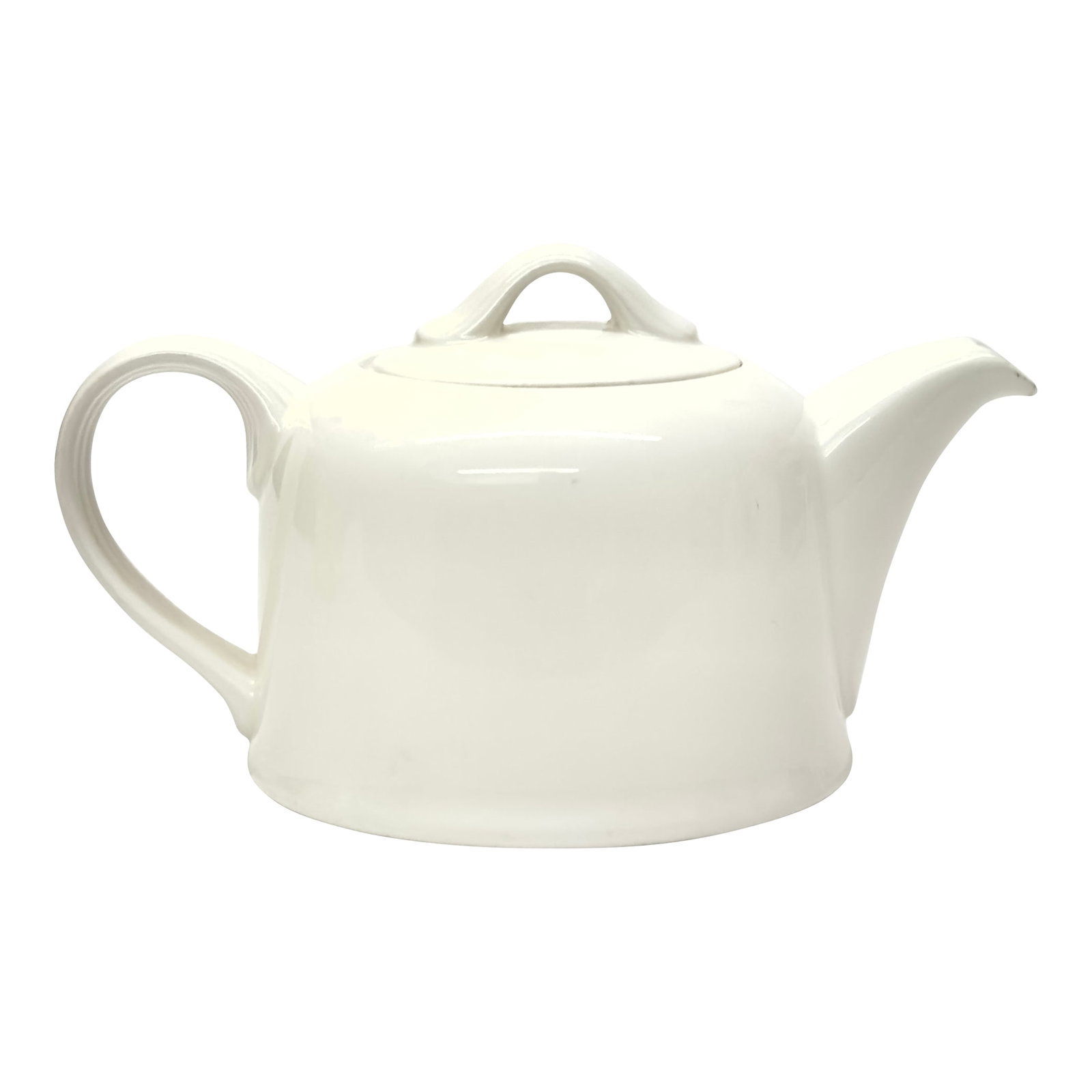 Classic 2-Cup Bone China Adriana Teapot by Villeroy & Bosch, Circa 2000: White teapot. This is a delicate and minimal vintage bone-china white "Adriana" teapot by Villeroy & Boch. Measurements: 7"W x 4"H Condition: Alterations: Original Condition Unaltered Imperfections: S