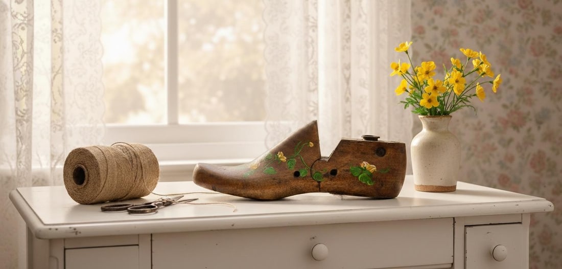 Vintage Nunn Bush Wooden Folk Art Decorated Shoe Form - 2