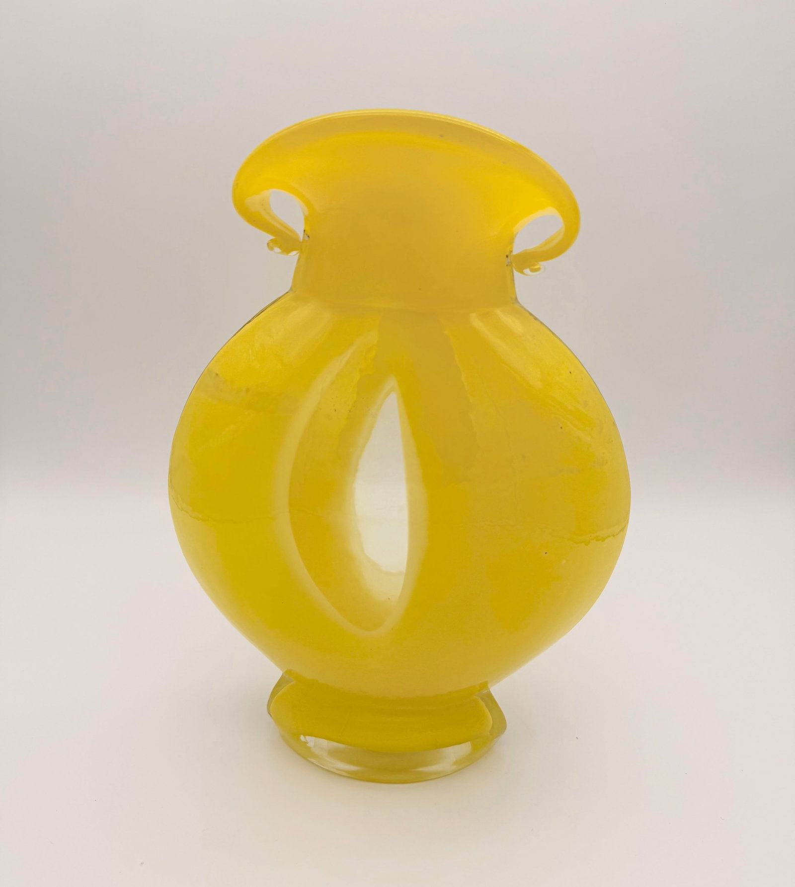 Vintage Hand-Blown Canary Yellow Art Glass Vase - Sculptural Studio Piece - 2