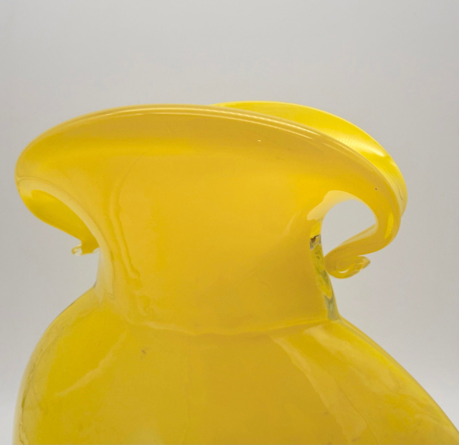 Vintage Hand-Blown Canary Yellow Art Glass Vase - Sculptural Studio Piece - 3