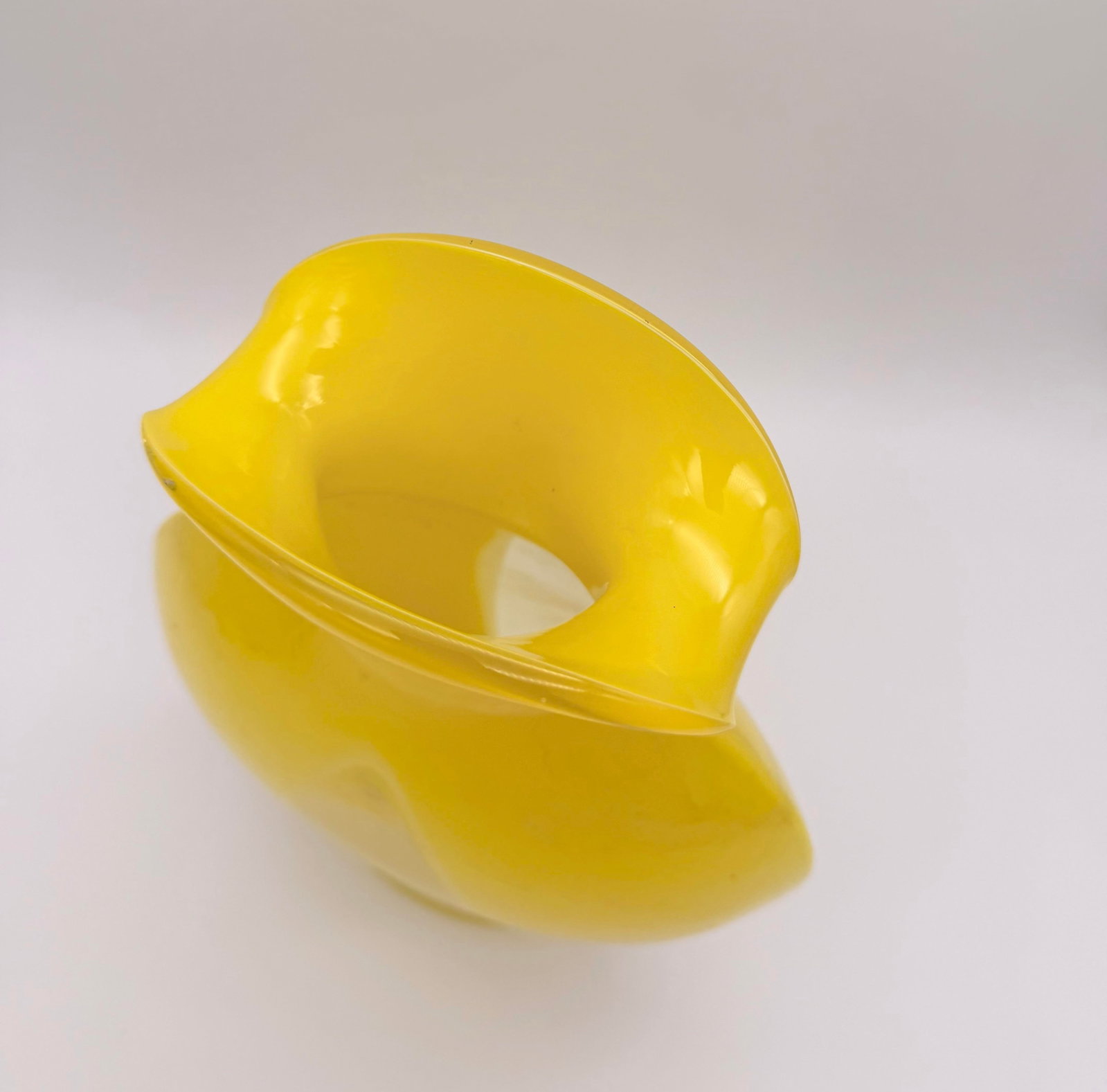 Vintage Hand-Blown Canary Yellow Art Glass Vase - Sculptural Studio Piece - 4
