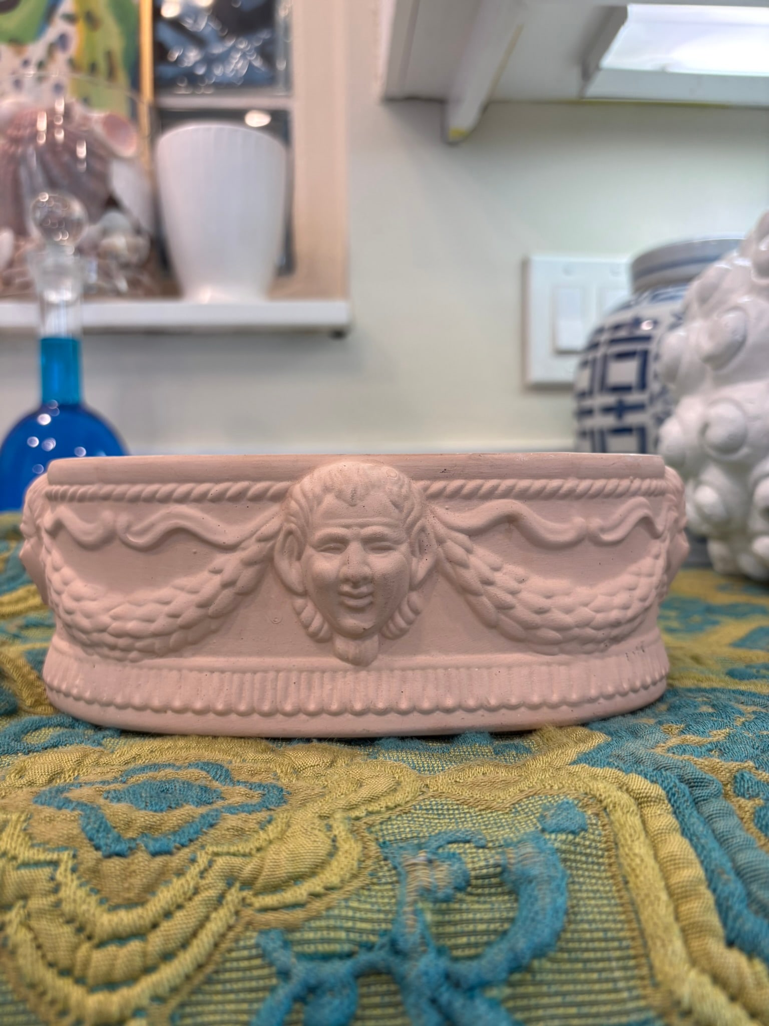 Vintage Neoclassical Terracotta Planter With Classical Faces - 2