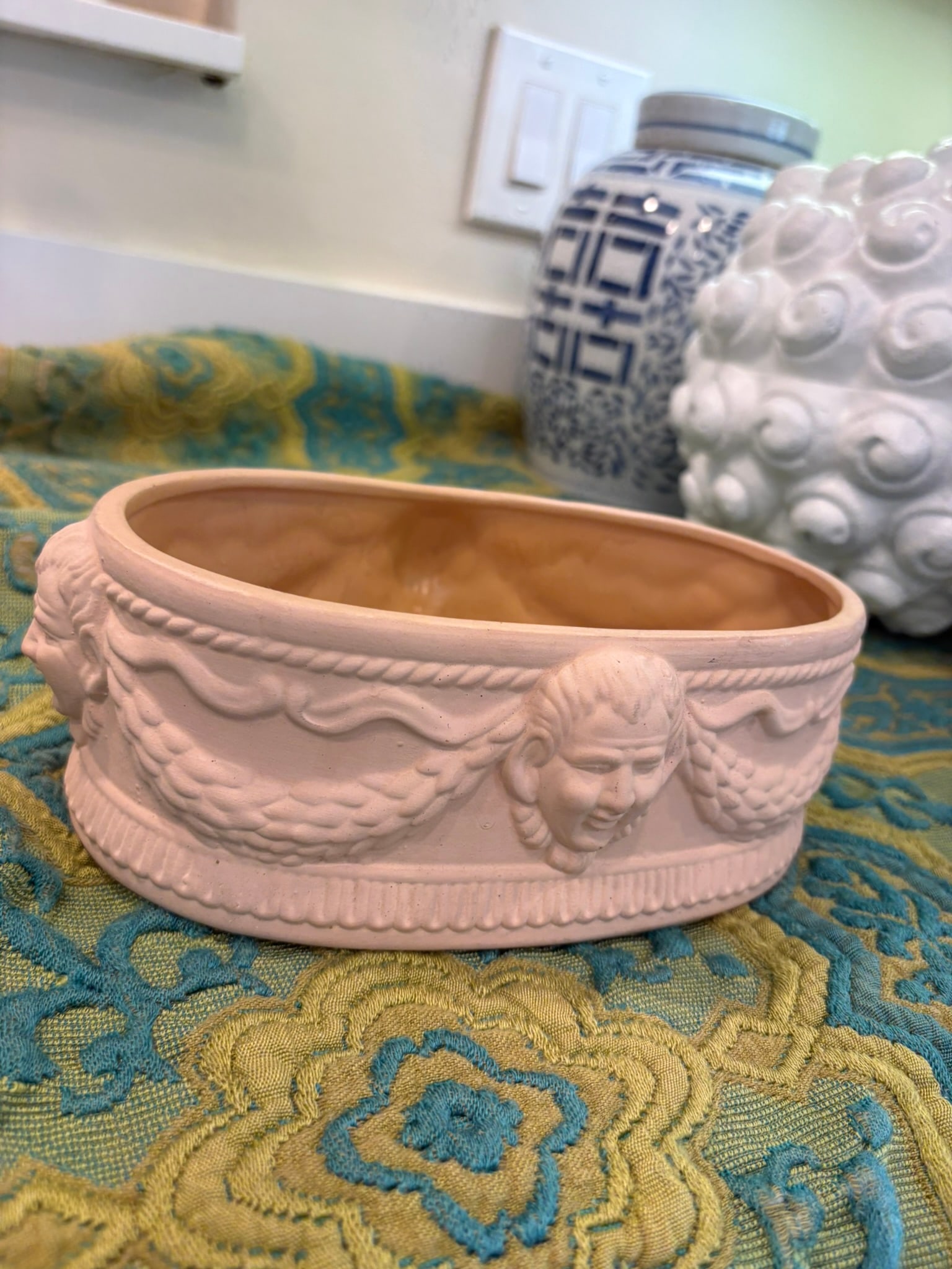 Vintage Neoclassical Terracotta Planter With Classical Faces - 3
