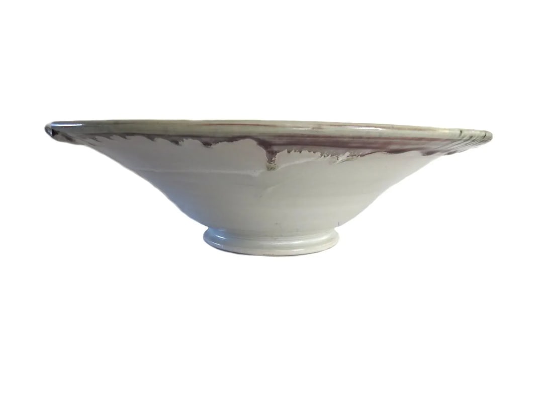 1980s Artisan Pottery Large Lotus Bowl - 4