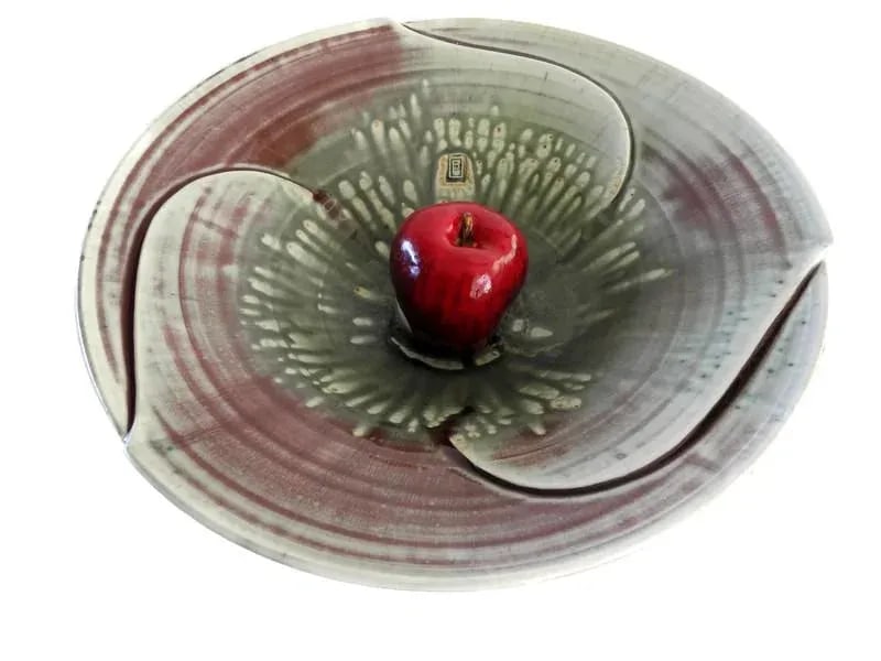 1980s Artisan Pottery Large Lotus Bowl - 5