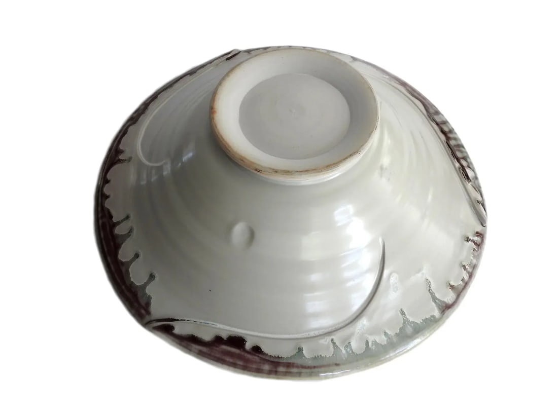 1980s Artisan Pottery Large Lotus Bowl - 6