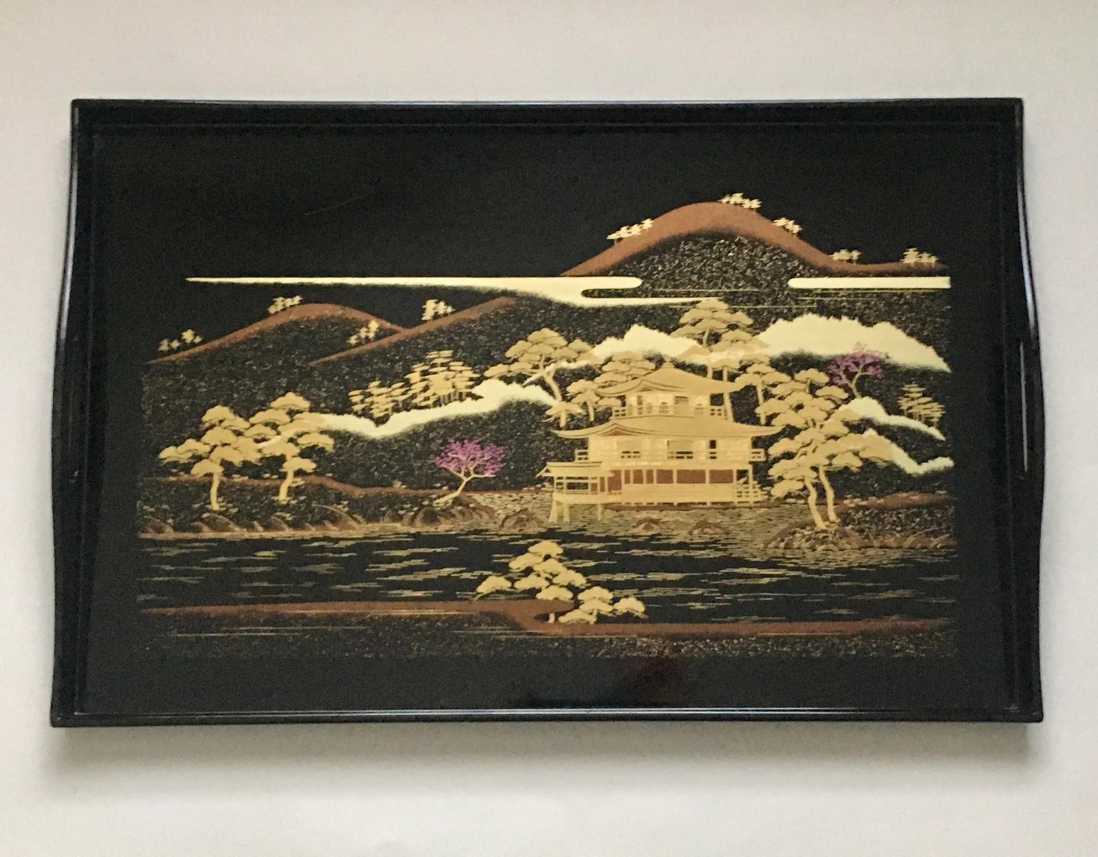 Mid 20th Century Black & Gold Chinoiserie Serving Tray - 2