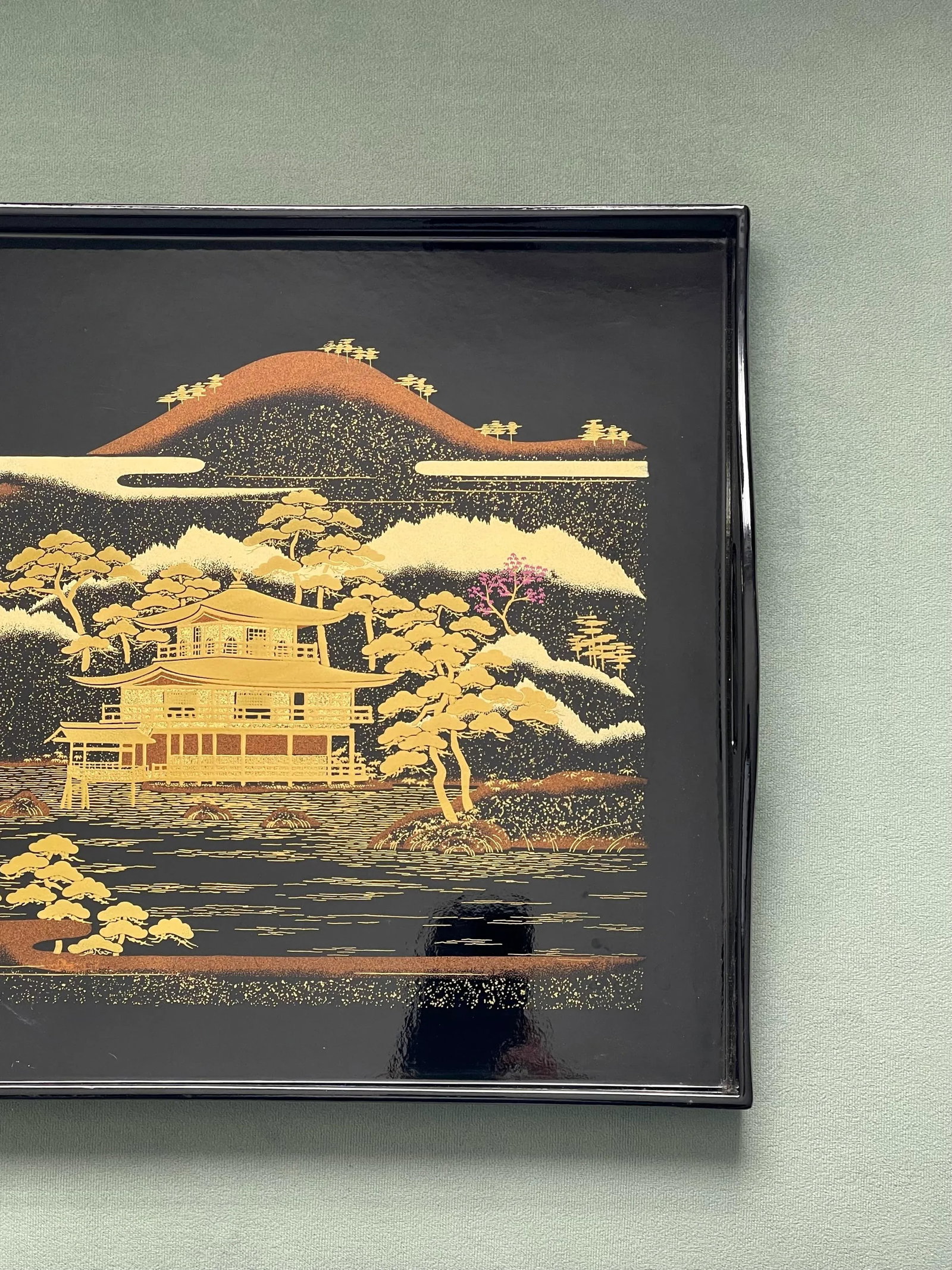 Mid 20th Century Black & Gold Chinoiserie Serving Tray - 3