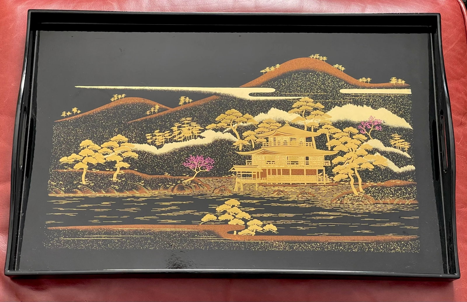 Mid 20th Century Black & Gold Chinoiserie Serving Tray - 5