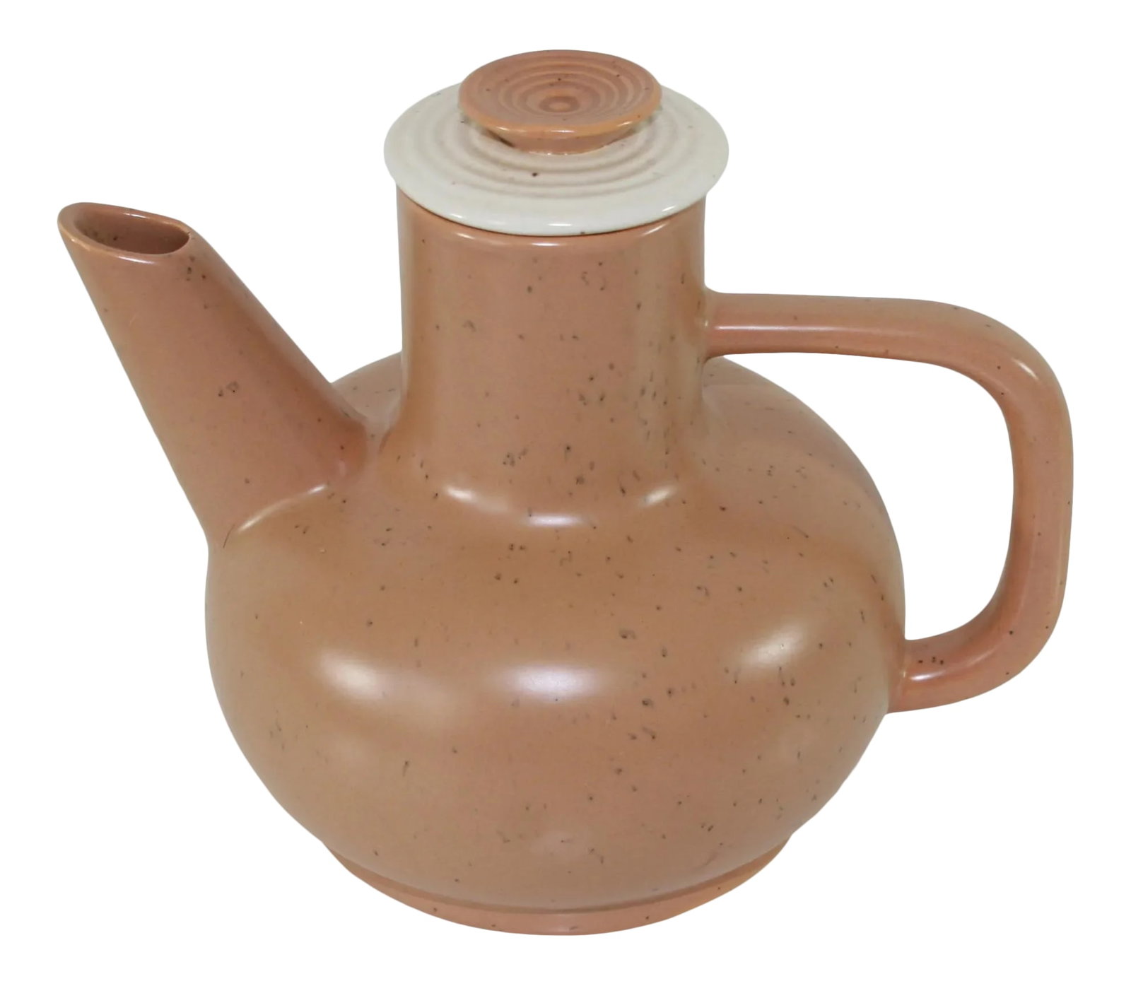 Vintage California Pottery a.c. Davey Handcrafted Tan & Ivory Carafe With Lid: Vintage A C Davey California Pottery Tea Coffee Serving Pot With Lid This contemporary-styled lidded coffee or tea server was created by A C Davey during the 1930s - 1950s. It is a light brown color w