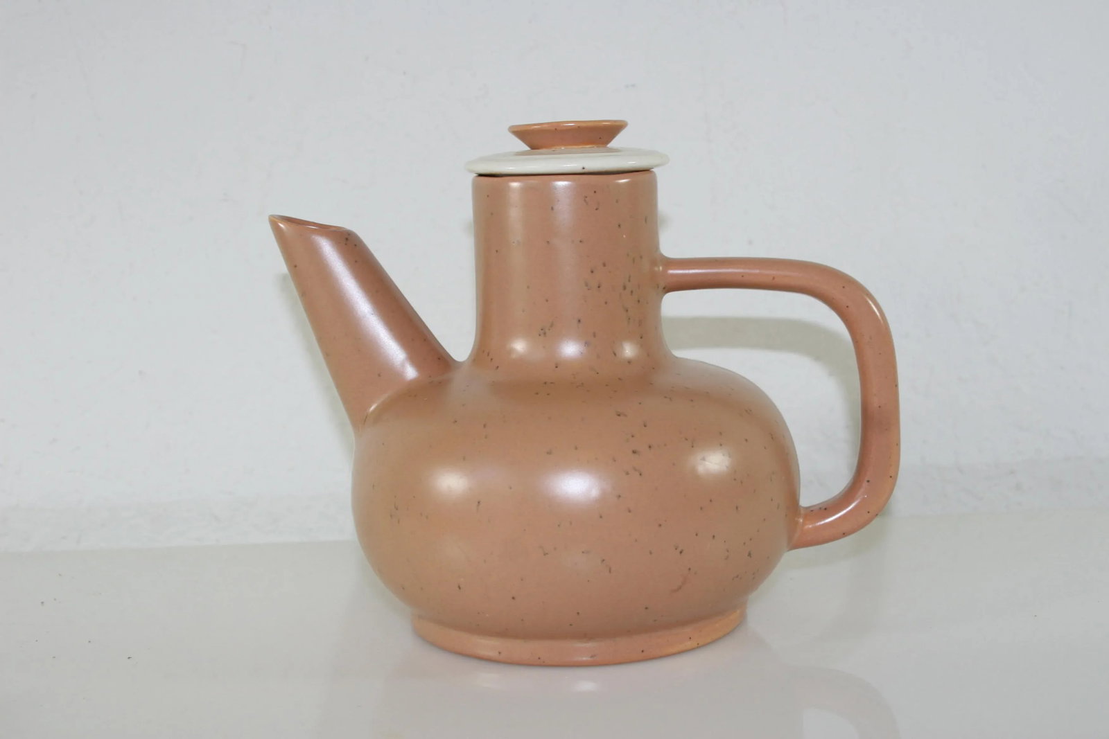 Vintage California Pottery a.c. Davey Handcrafted Tan & Ivory Carafe With Lid - 2
