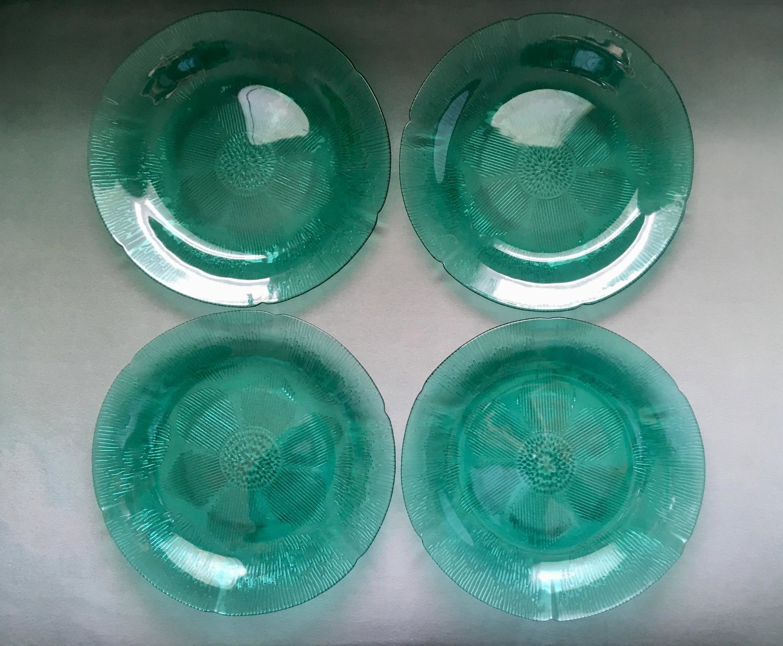 Vintage Forte Crisa Green Glass Plates- Set of 4 - 3