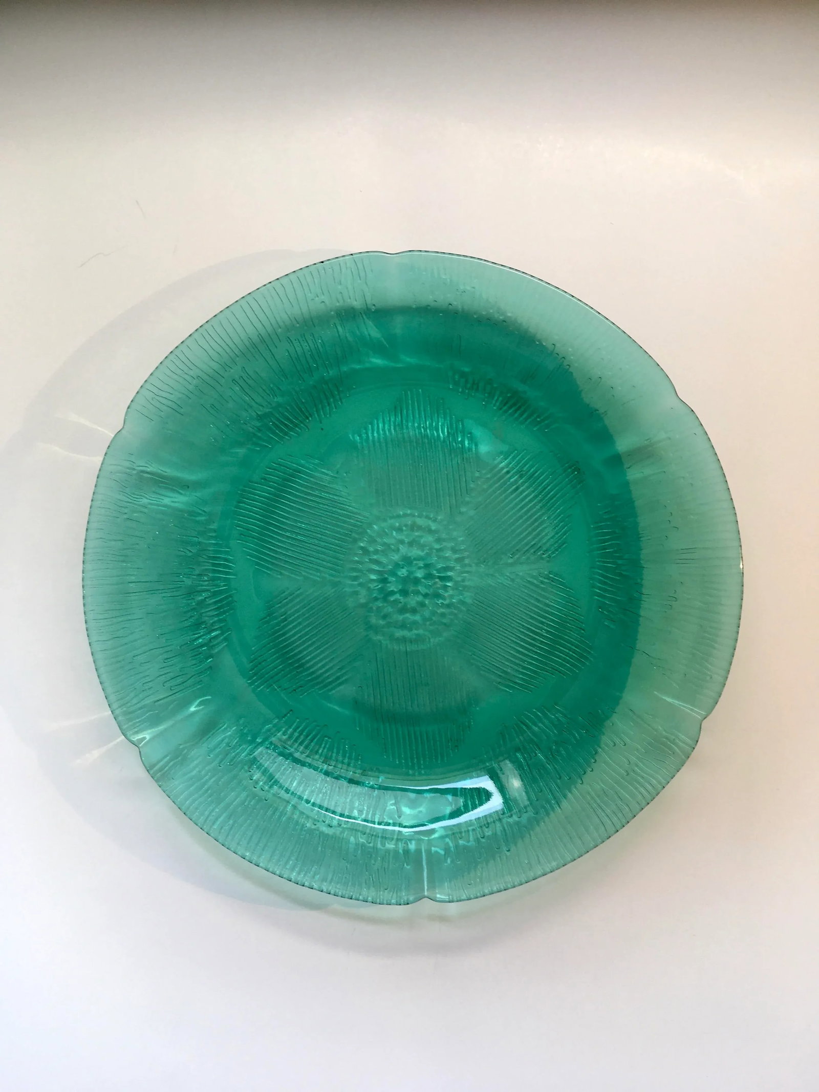 Vintage Forte Crisa Green Glass Plates- Set of 4 - 4