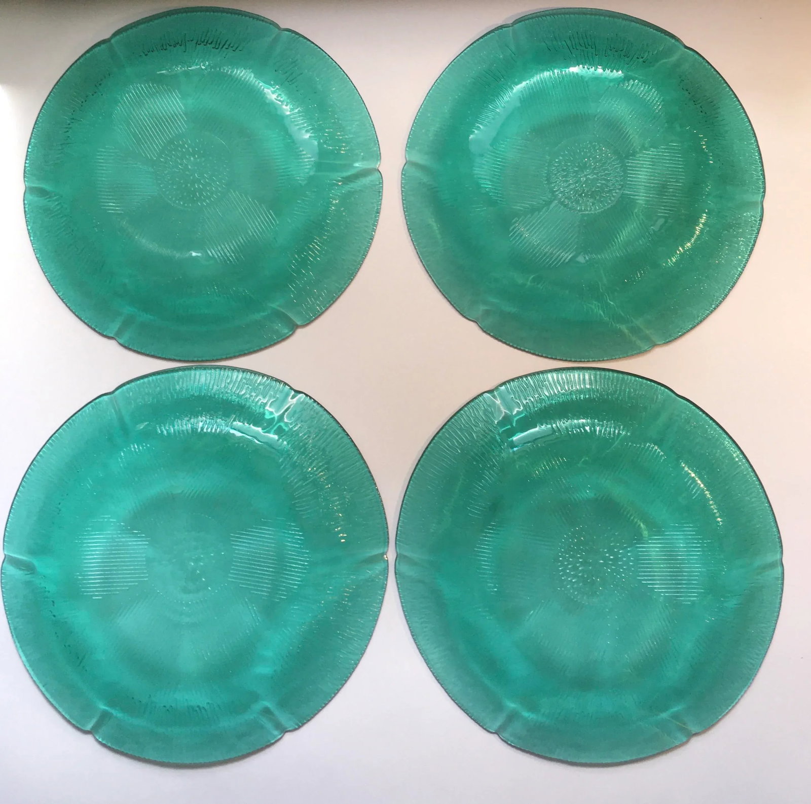 Vintage Forte Crisa Green Glass Plates- Set of 4 - 5