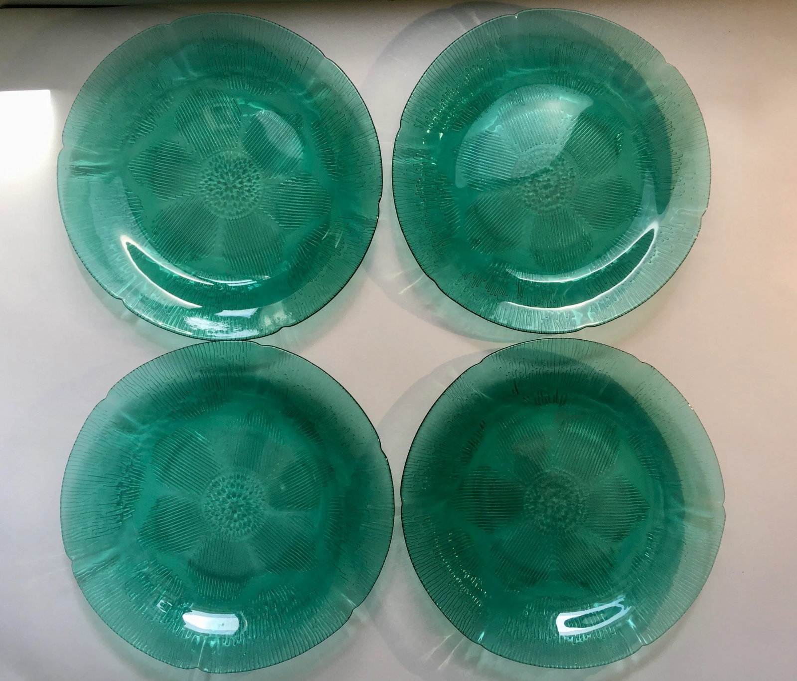 Vintage Forte Crisa Green Glass Plates- Set of 4 - 8