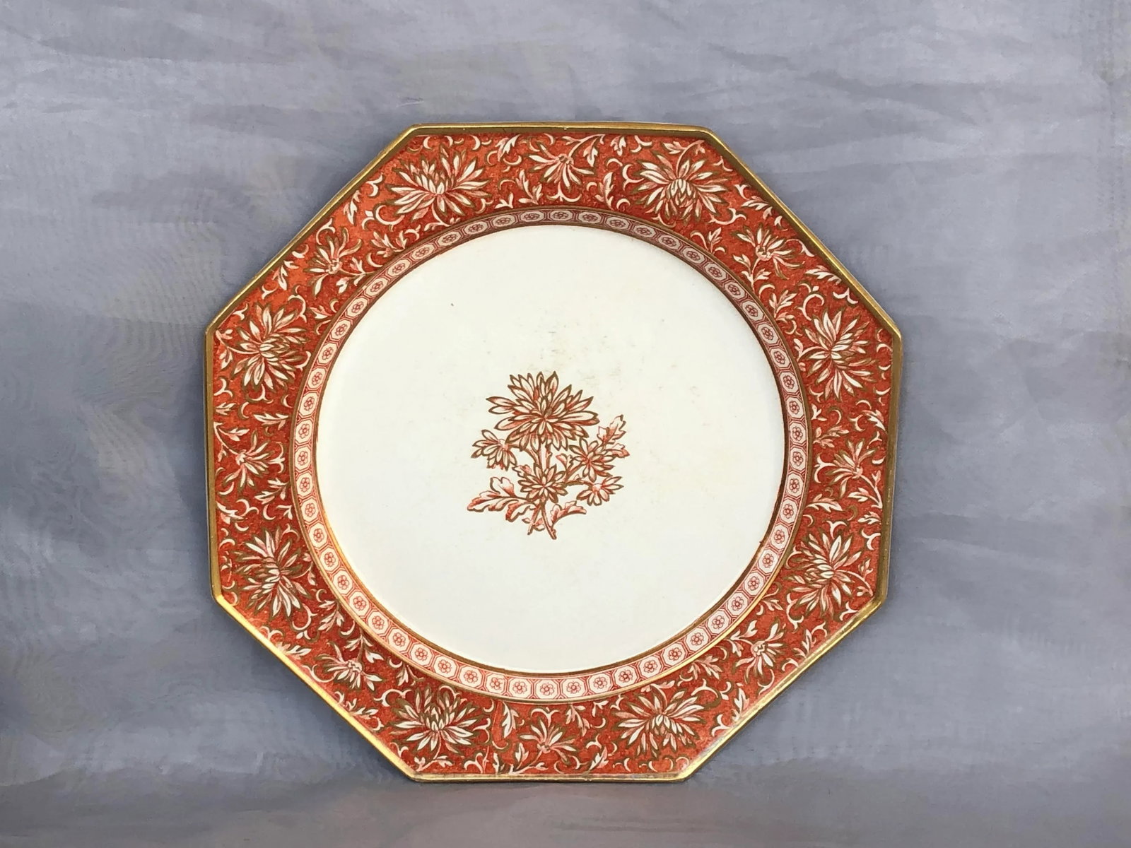 Antique Minton China Hexagonal Decorative Plate - 13