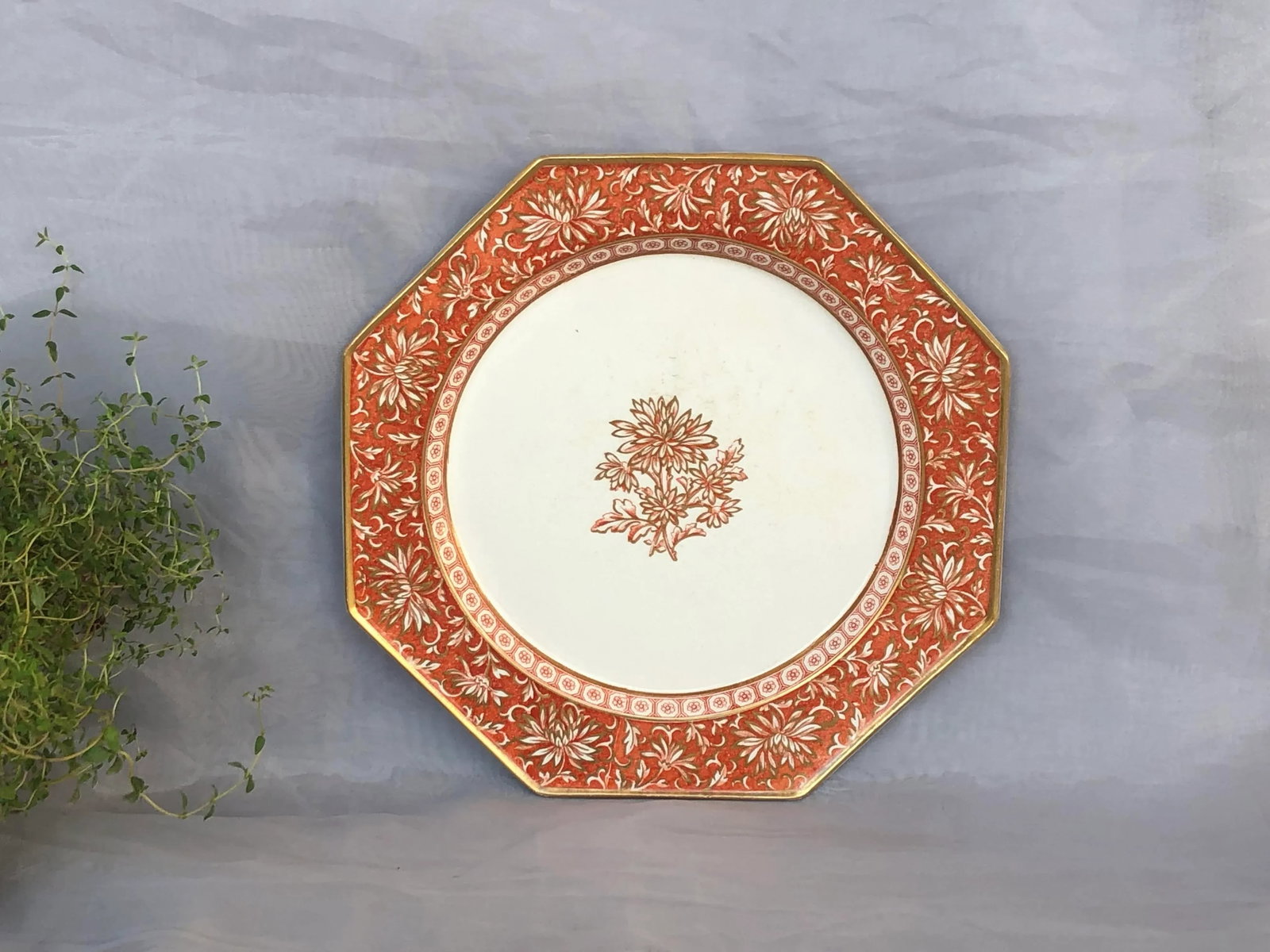Antique Minton China Hexagonal Decorative Plate - 2