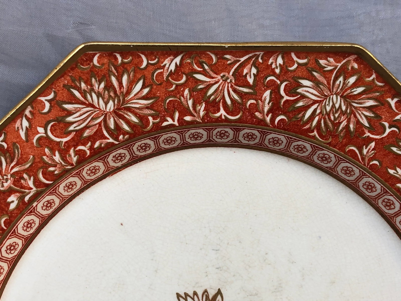 Antique Minton China Hexagonal Decorative Plate - 4