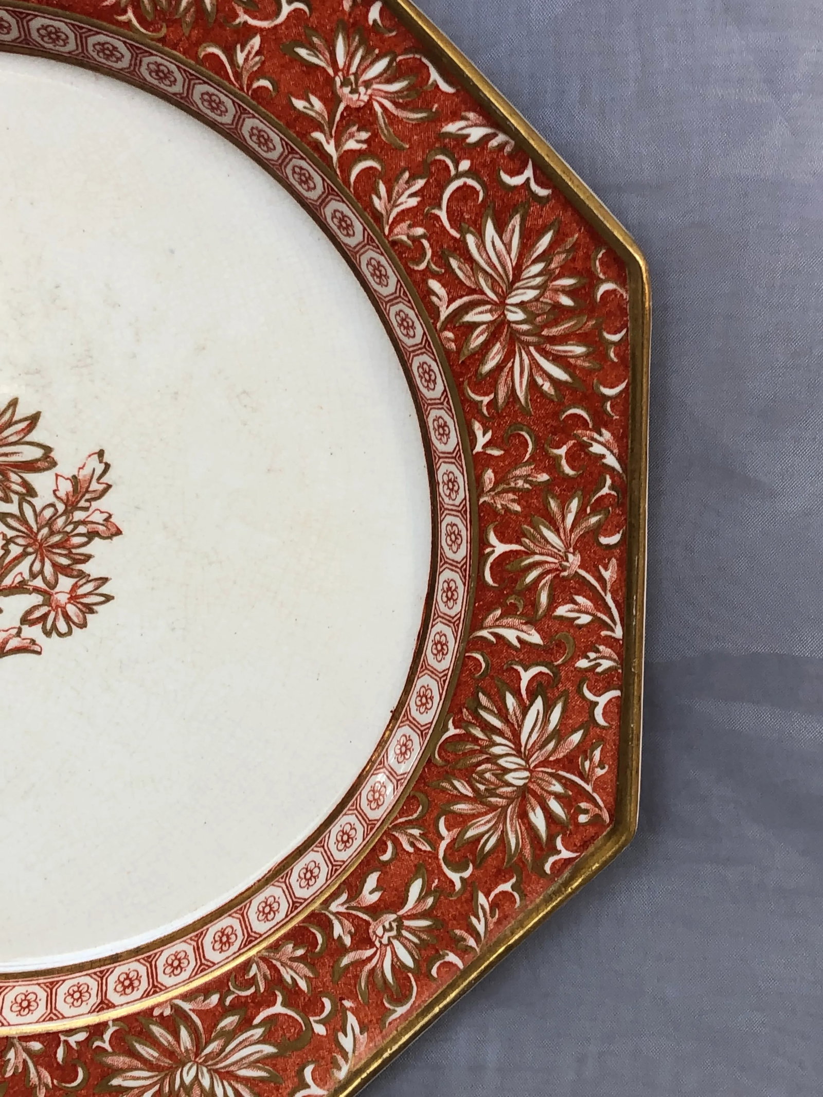 Antique Minton China Hexagonal Decorative Plate - 6