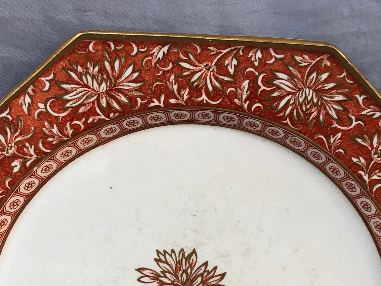 Antique Minton China Hexagonal Decorative Plate - 8