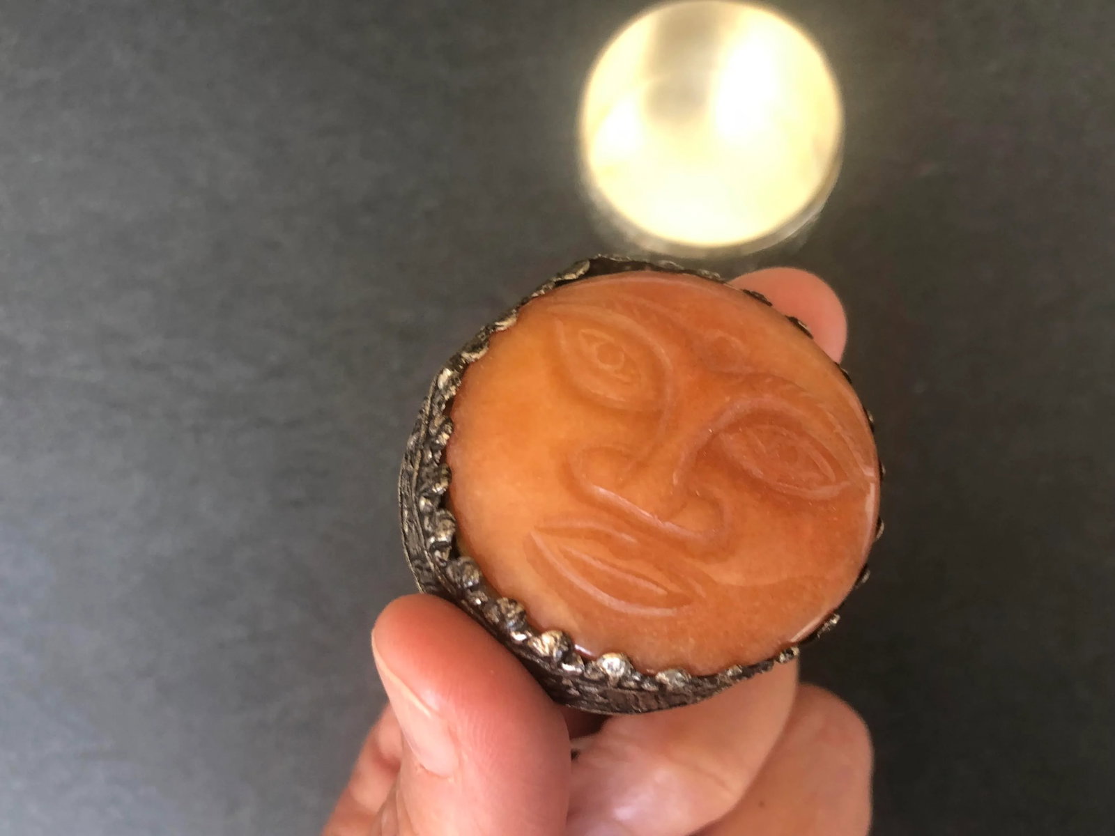 Decorative Carved Buddha Face Trinket Box - 9