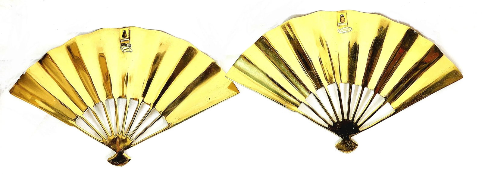 Pair of Vintage 1960s Brass Chinese Phoenix Bird Dragon Hand Fan - 2