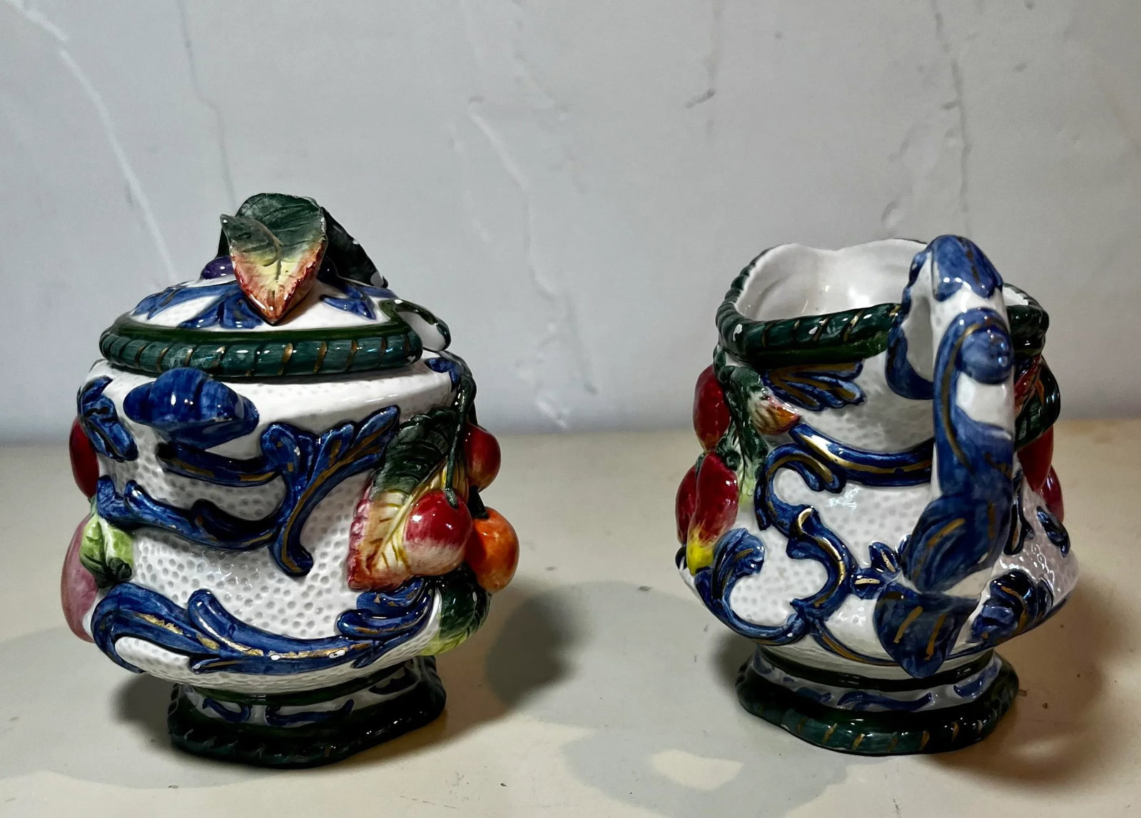 Vintage Fitz and Floyd Florentine Fruit Cream and Sugar Set- 2 Pieces - 3