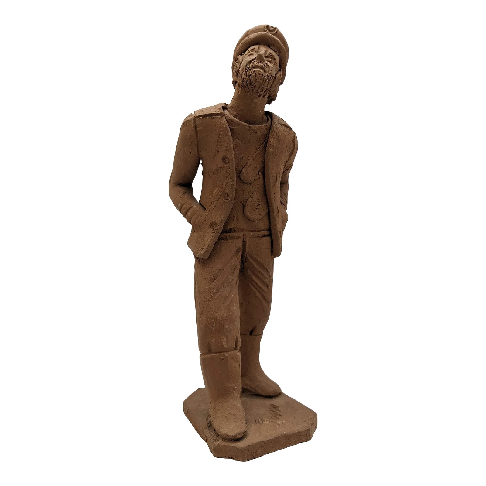 Sailor Man Statue Terra Cotta Clay Signed by Artist: A rare find!! Charming Statue of a curious sailor handmade in terra cotta or clay. Signed only Jenni on the bottom. Intricate detail to facial features, impressive original to say the least! Measures