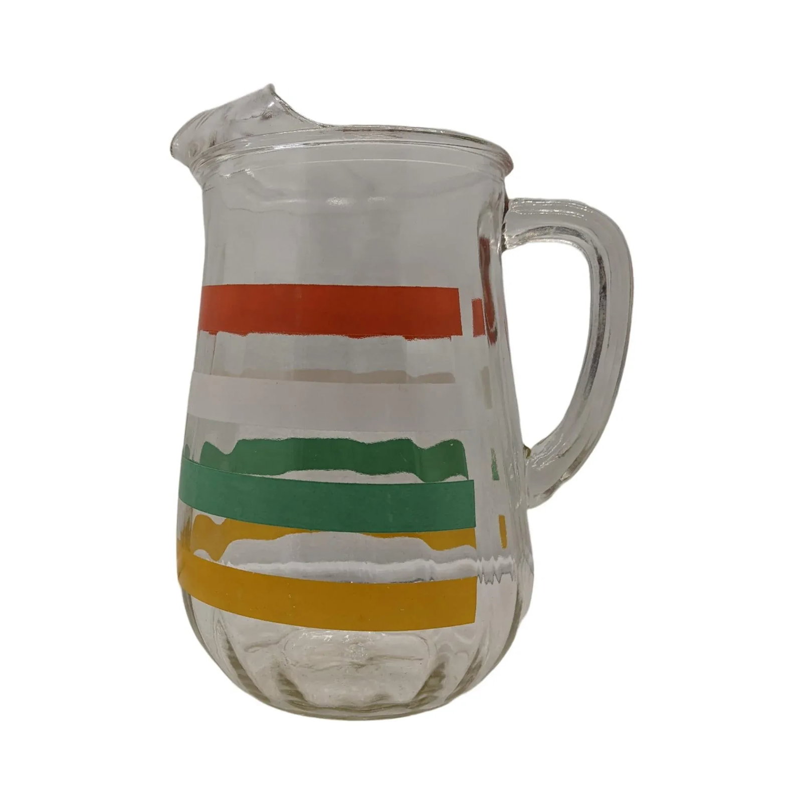 Vintage Anchor Hocking Multi Colored Stripe Pitcher Juice Pitcher Urn Ewer - 2