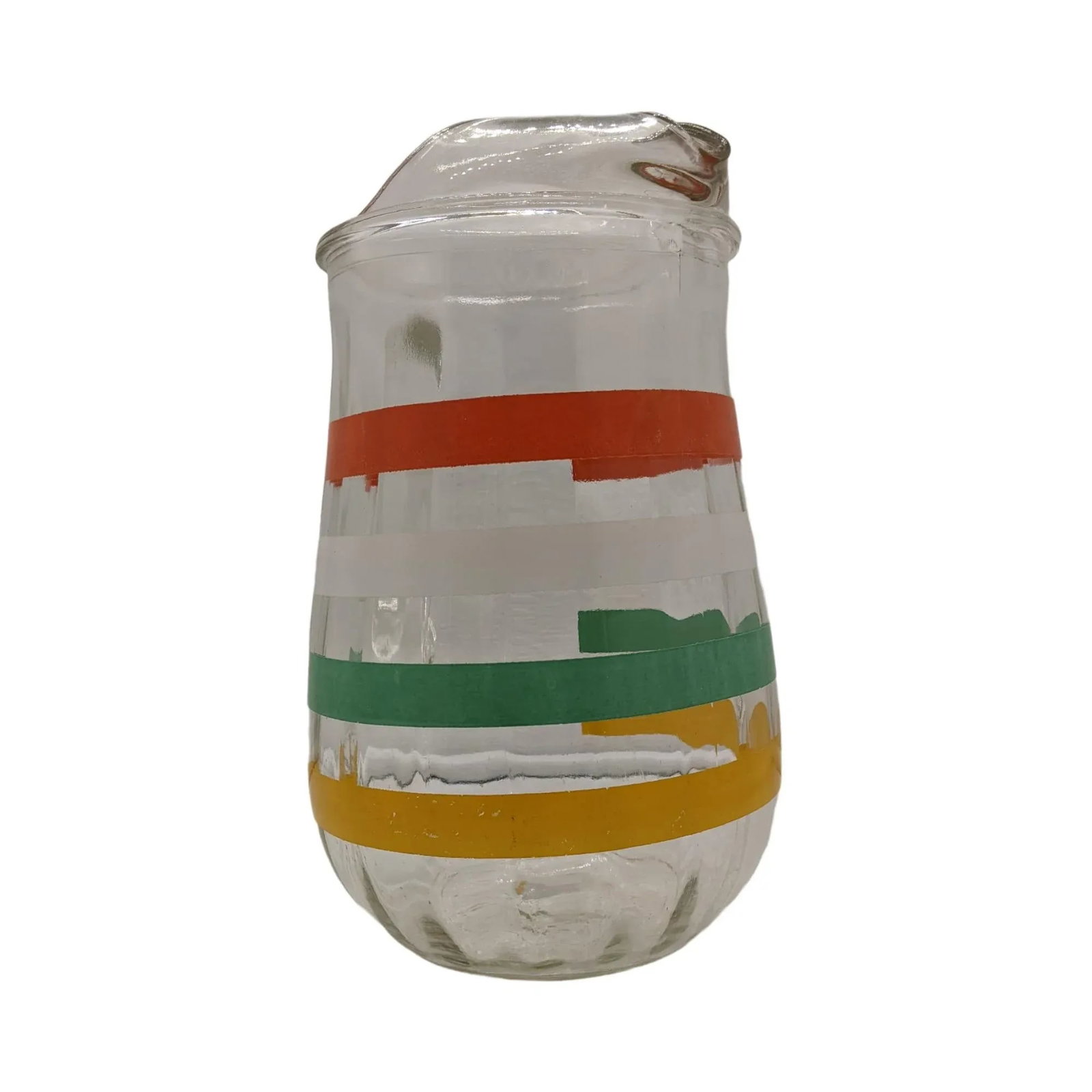 Vintage Anchor Hocking Multi Colored Stripe Pitcher Juice Pitcher Urn Ewer - 3