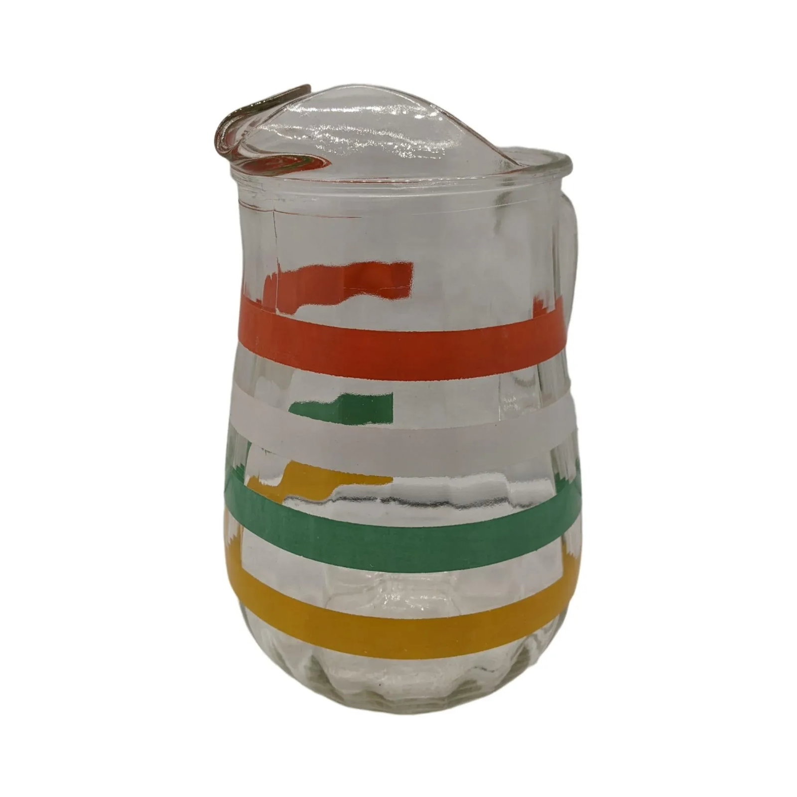 Vintage Anchor Hocking Multi Colored Stripe Pitcher Juice Pitcher Urn Ewer - 5