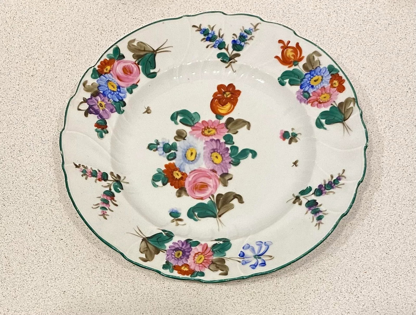 Early 1900's Hand Painted Salad or Dessert Plates, Set of 3 - 4