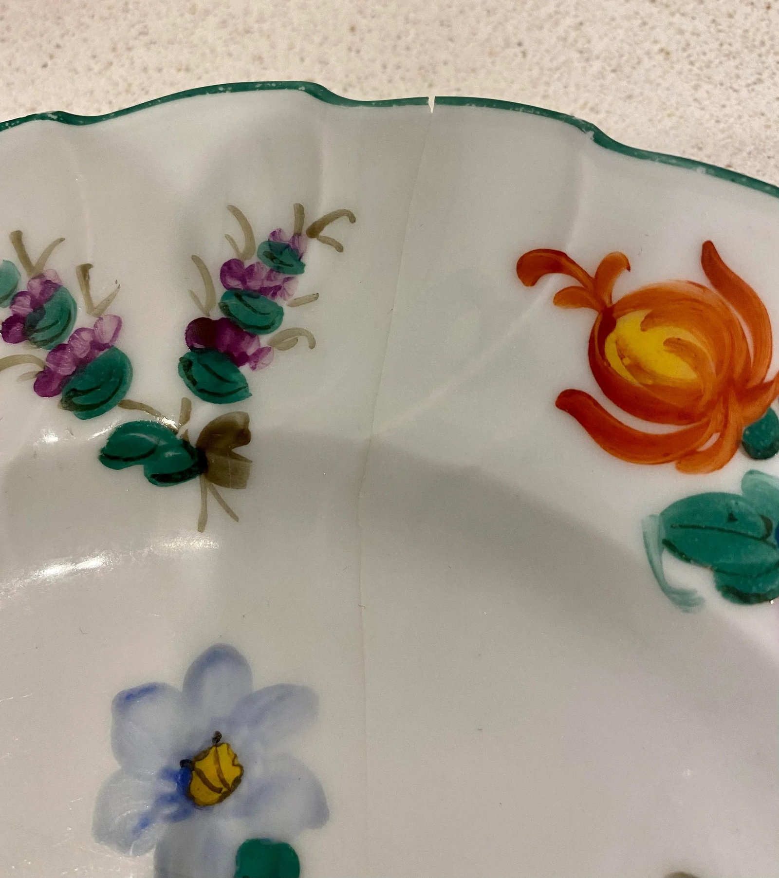 Early 1900's Hand Painted Salad or Dessert Plates, Set of 3 - 6