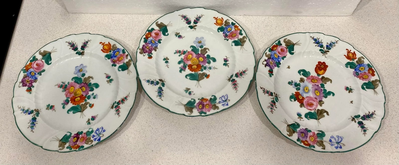 Early 1900's Hand Painted Salad or Dessert Plates, Set of 3 - 7