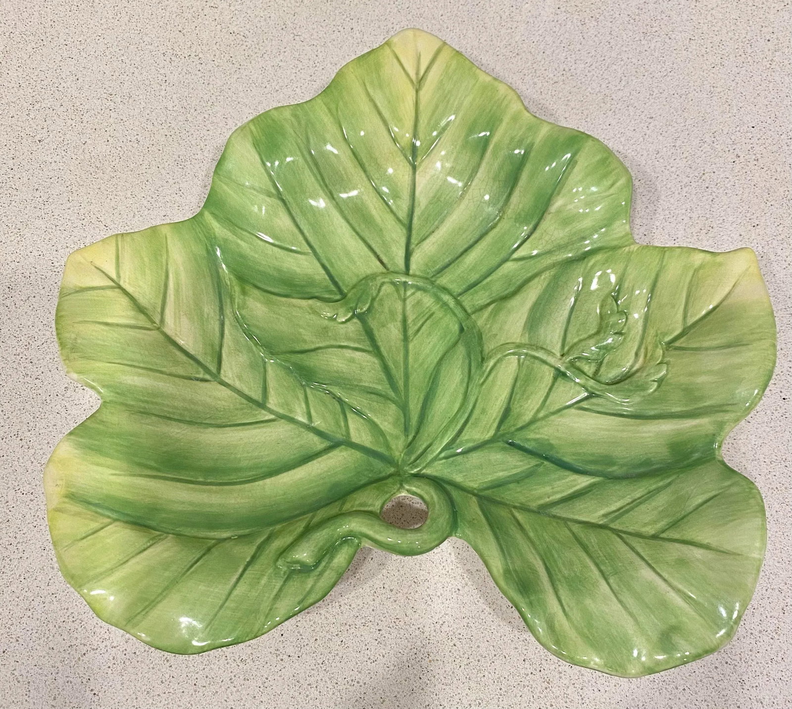 Vintage 1970s Fitz and Floyd Hand Painted Leaf Dish - 8