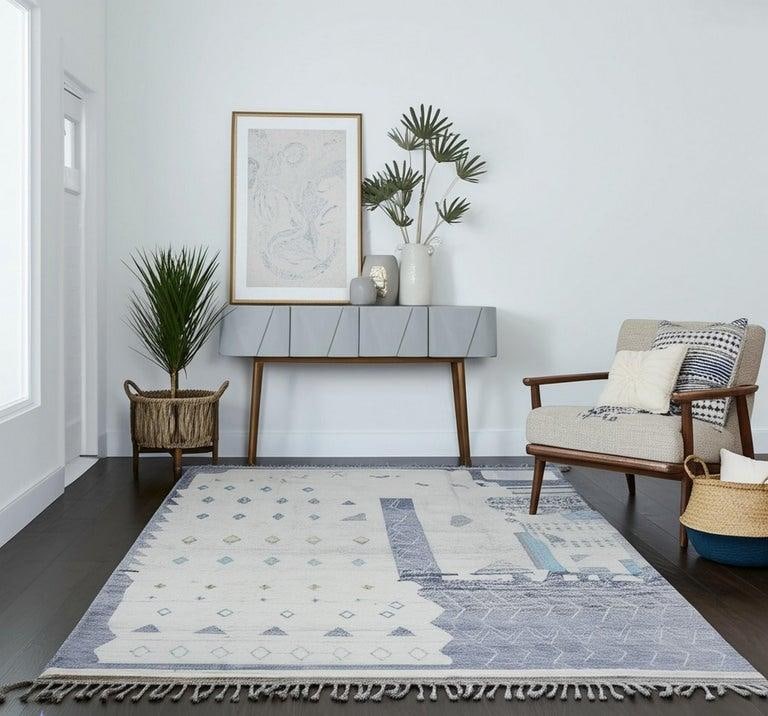 9x13 Gray Hand-Knotted Wool Deconstructed Skyline Tribal Modern Carpet Rug - 2