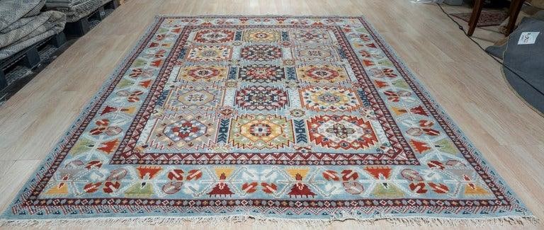 8x10 Blue Hand-Knotted Wool Jeweled Medallion Classic Traditional Carpet Rug - 2
