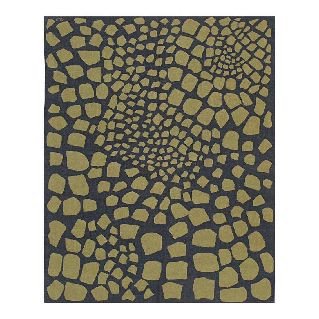 6x8 Green Flat Weave Wool Organic Tessellation Geometric Modern Carpet Rug: This green wool rug features a durable flat weave construction suitable for a variety of residential environments. Crafted in China, the Kilim style design utilizes high-quality natural fibers to crea