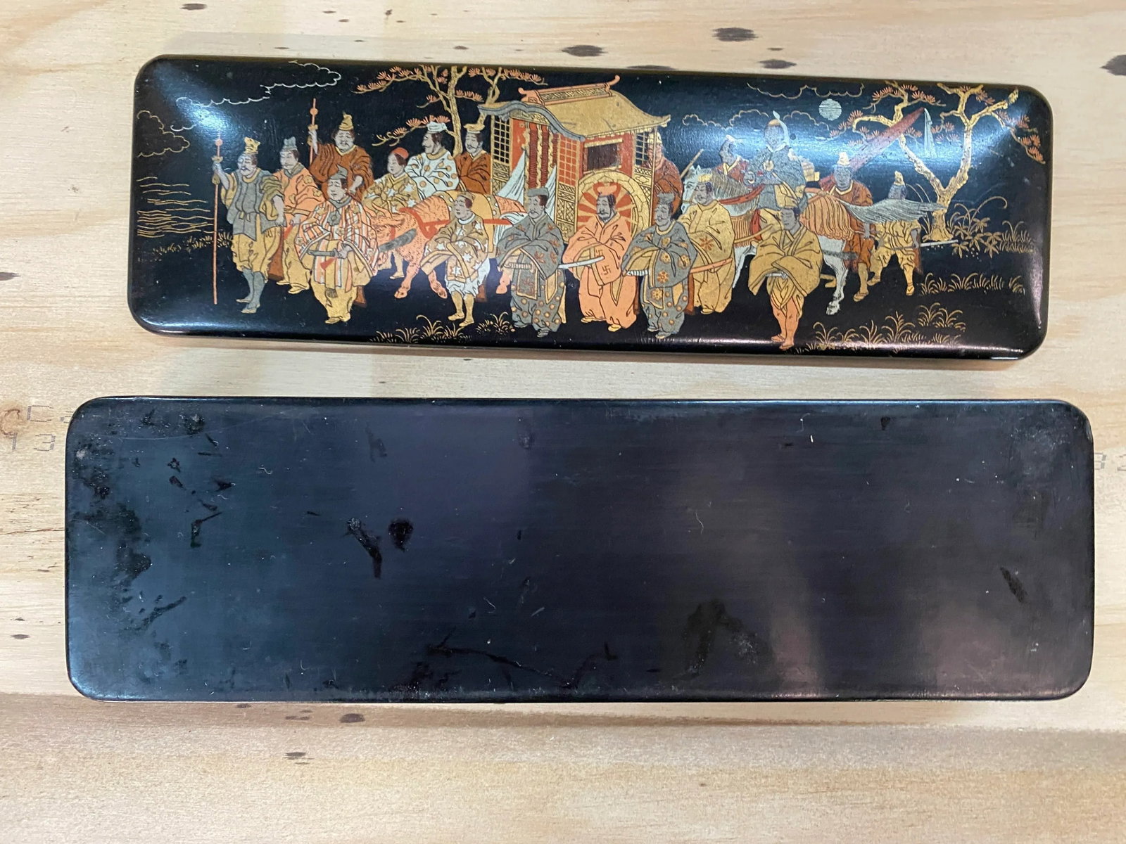 Vintage Japanese Black, Gold and Red Lacquer Document Fubako Box - 10