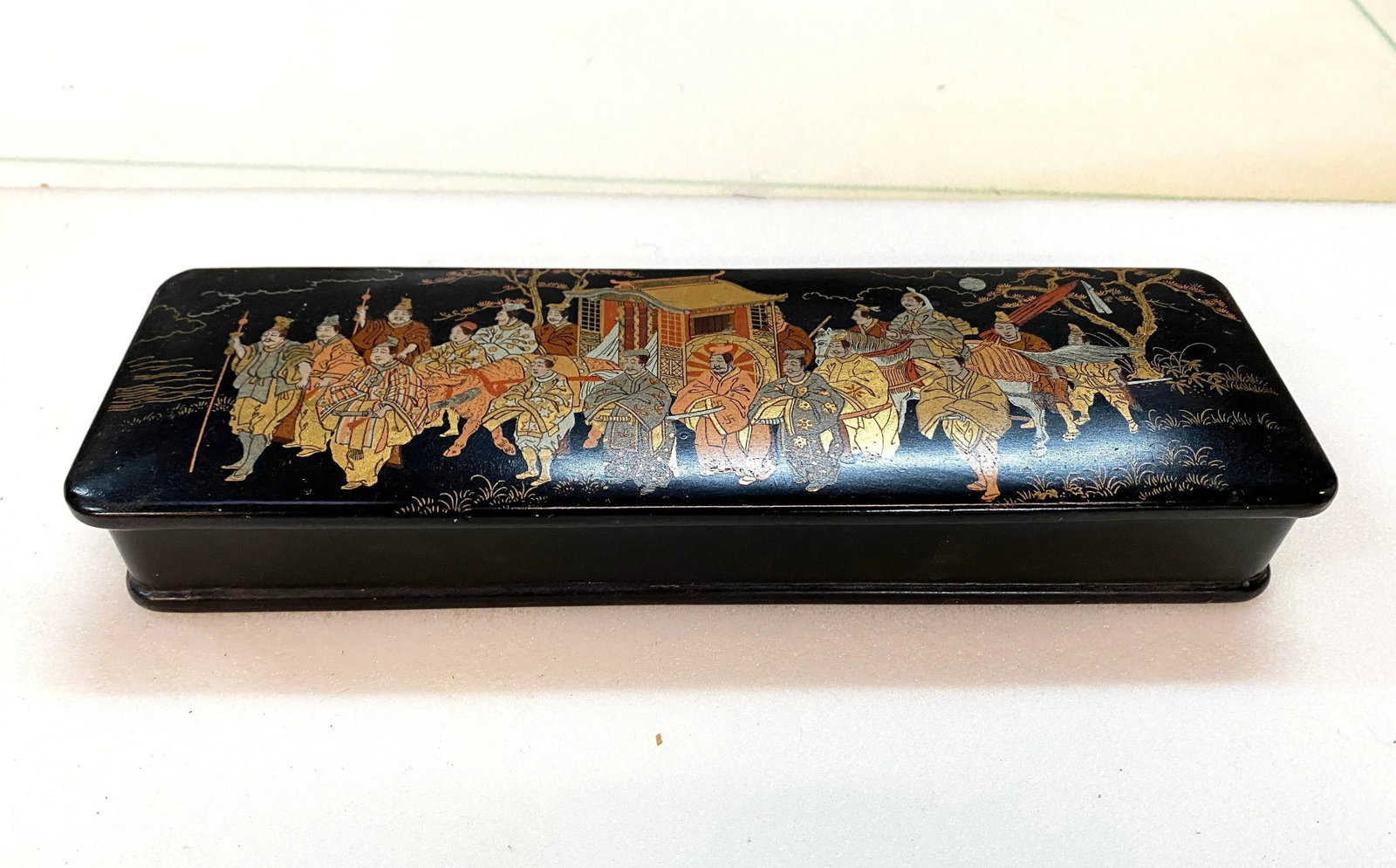 Vintage Japanese Black, Gold and Red Lacquer Document Fubako Box - 11