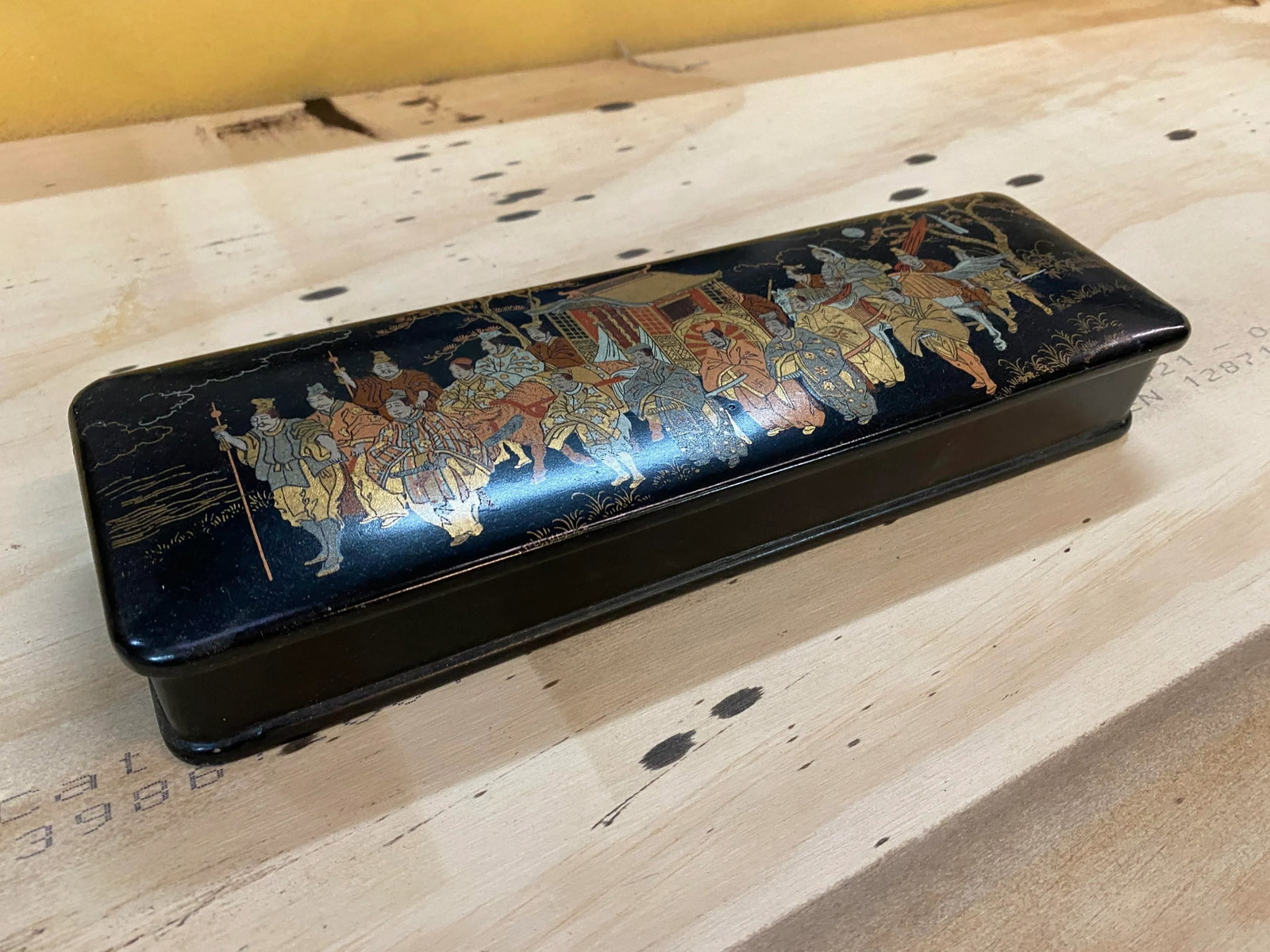 Vintage Japanese Black, Gold and Red Lacquer Document Fubako Box - 2