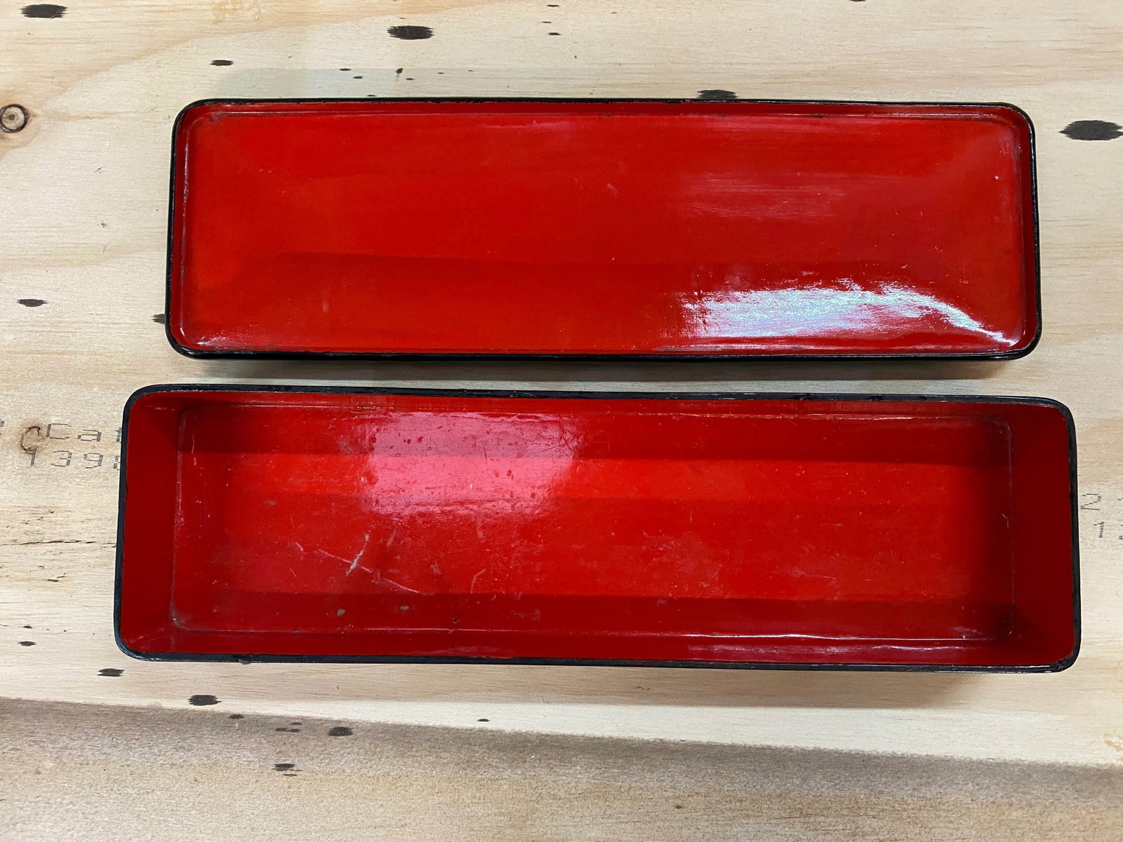 Vintage Japanese Black, Gold and Red Lacquer Document Fubako Box - 4