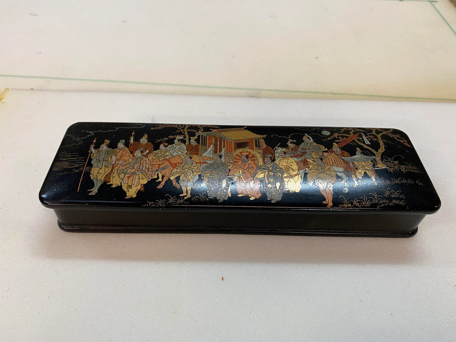 Vintage Japanese Black, Gold and Red Lacquer Document Fubako Box - 5