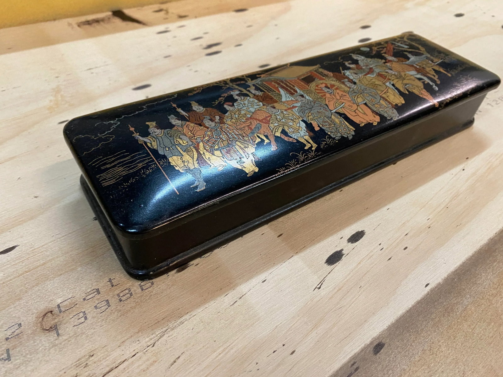 Vintage Japanese Black, Gold and Red Lacquer Document Fubako Box - 6