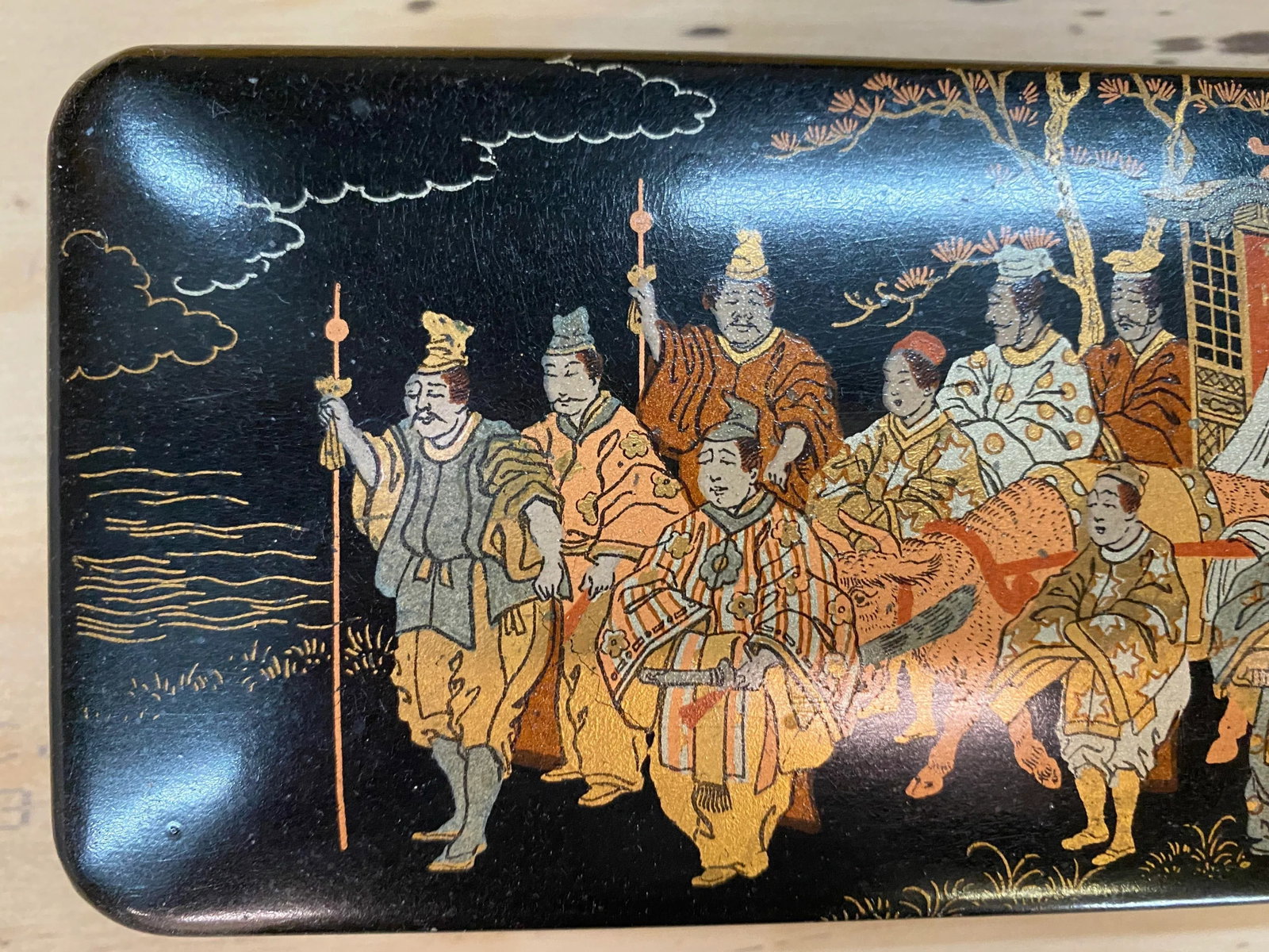 Vintage Japanese Black, Gold and Red Lacquer Document Fubako Box - 7